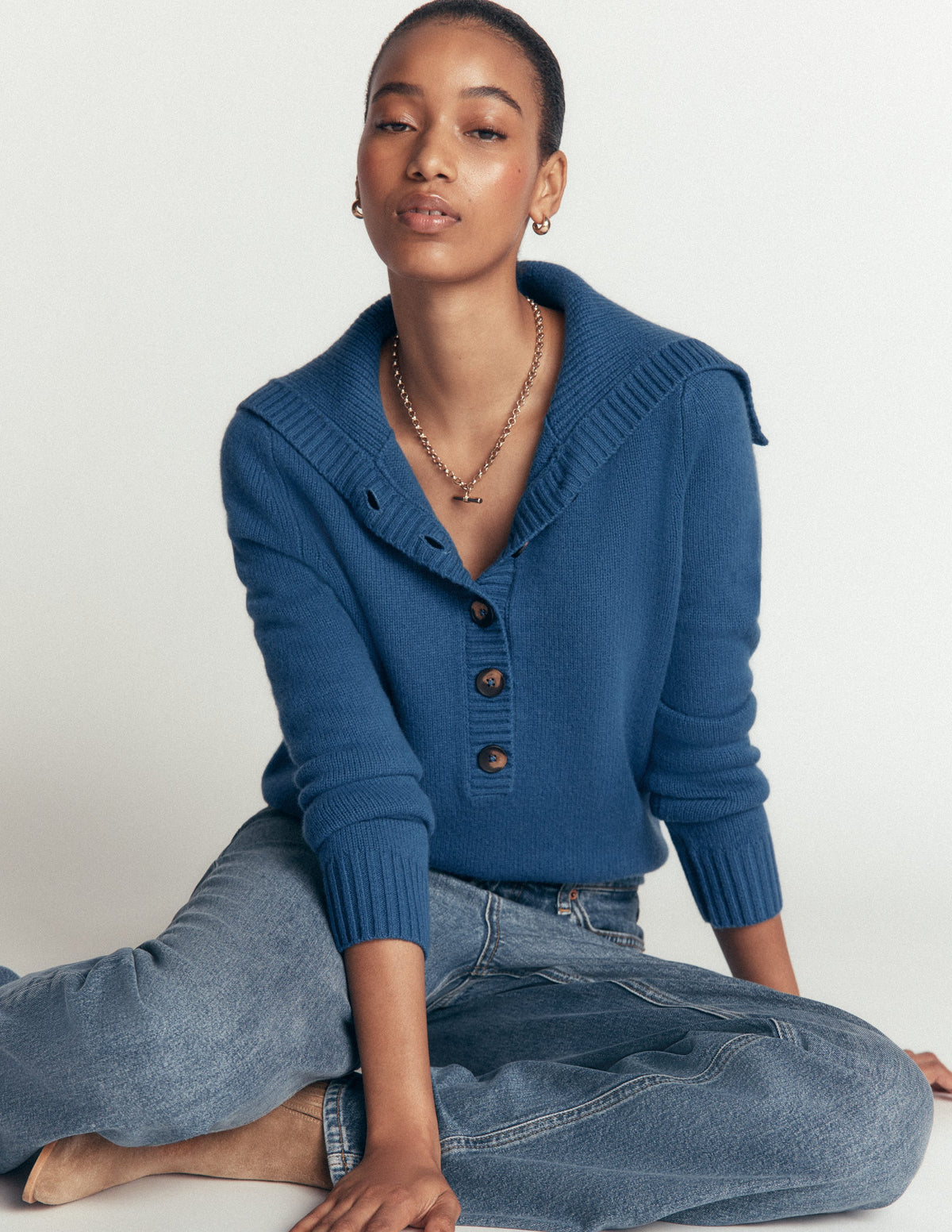 Marta Merino Wool Sailor Top-Delft Blue - Image 2