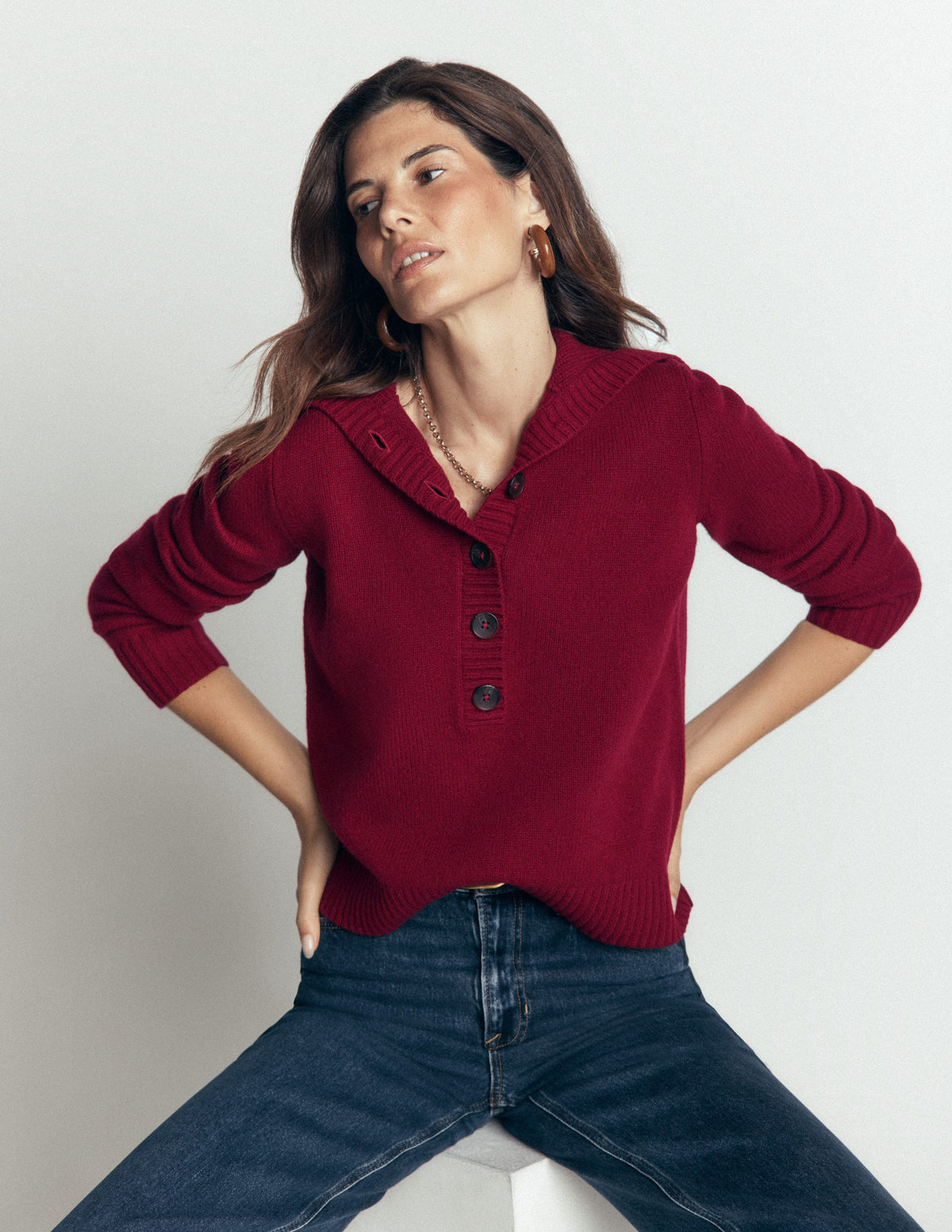 Marta Merino Wool Sailor Top-Pinotage - Image 1