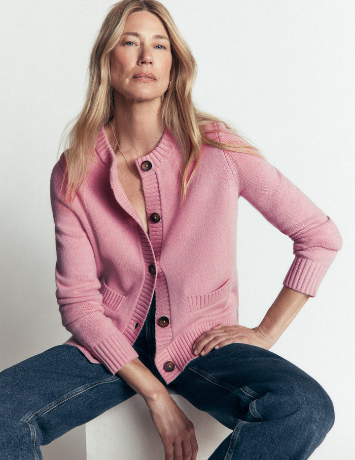 Marta Merino Wool Cardigan-Spring Blossom Pink