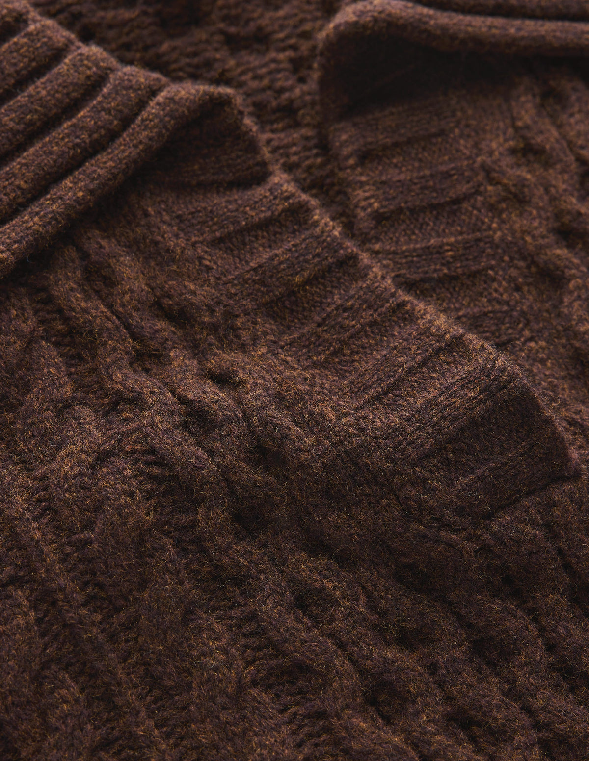 Collared Cable Knit Jumper-Raw Umber-9