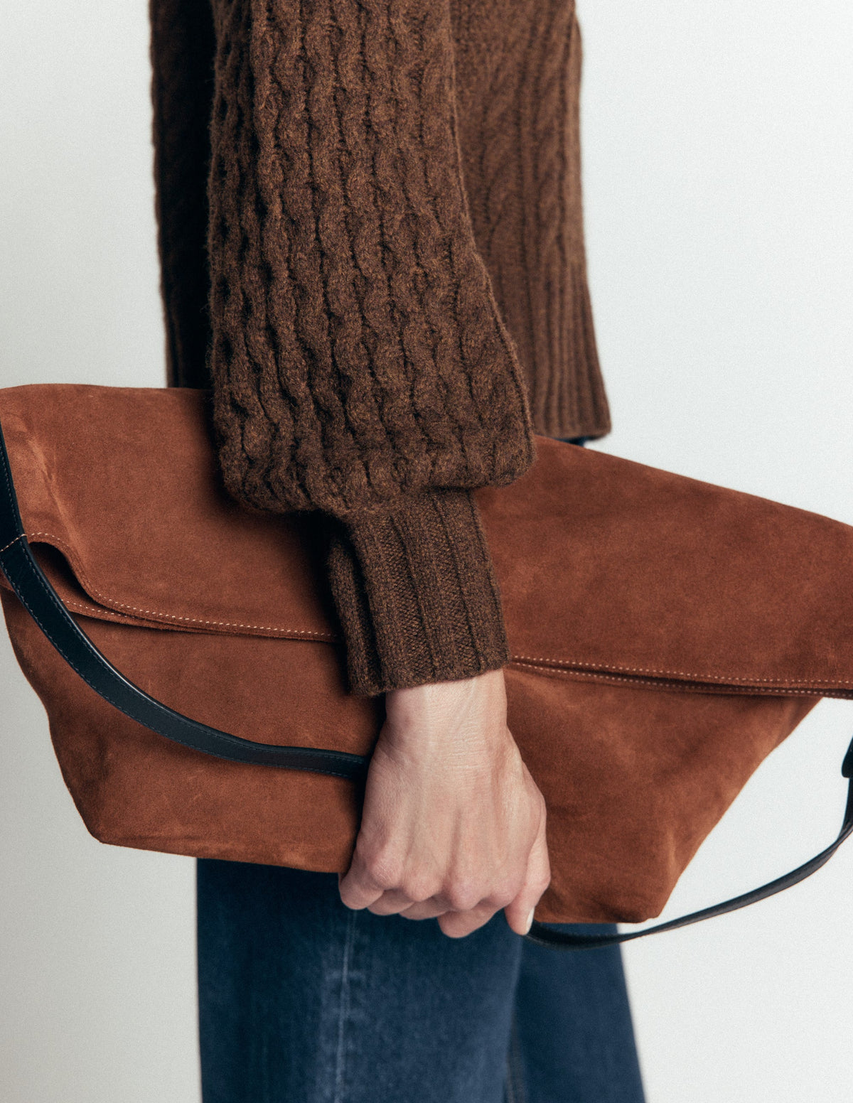 Collared Cable Knit Jumper-Raw Umber-6