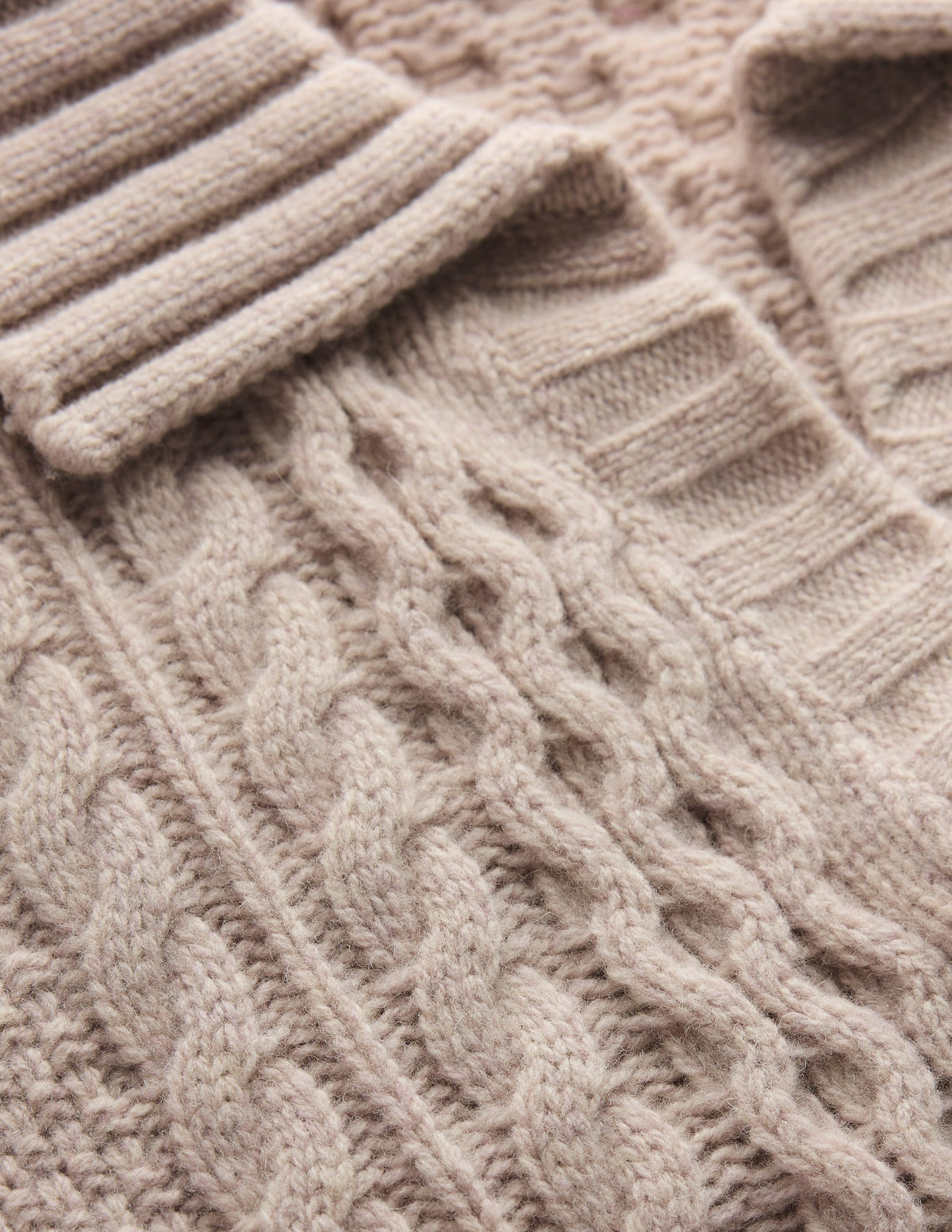 Collared Cable Knit Jumper-Oatmeal - Image 8