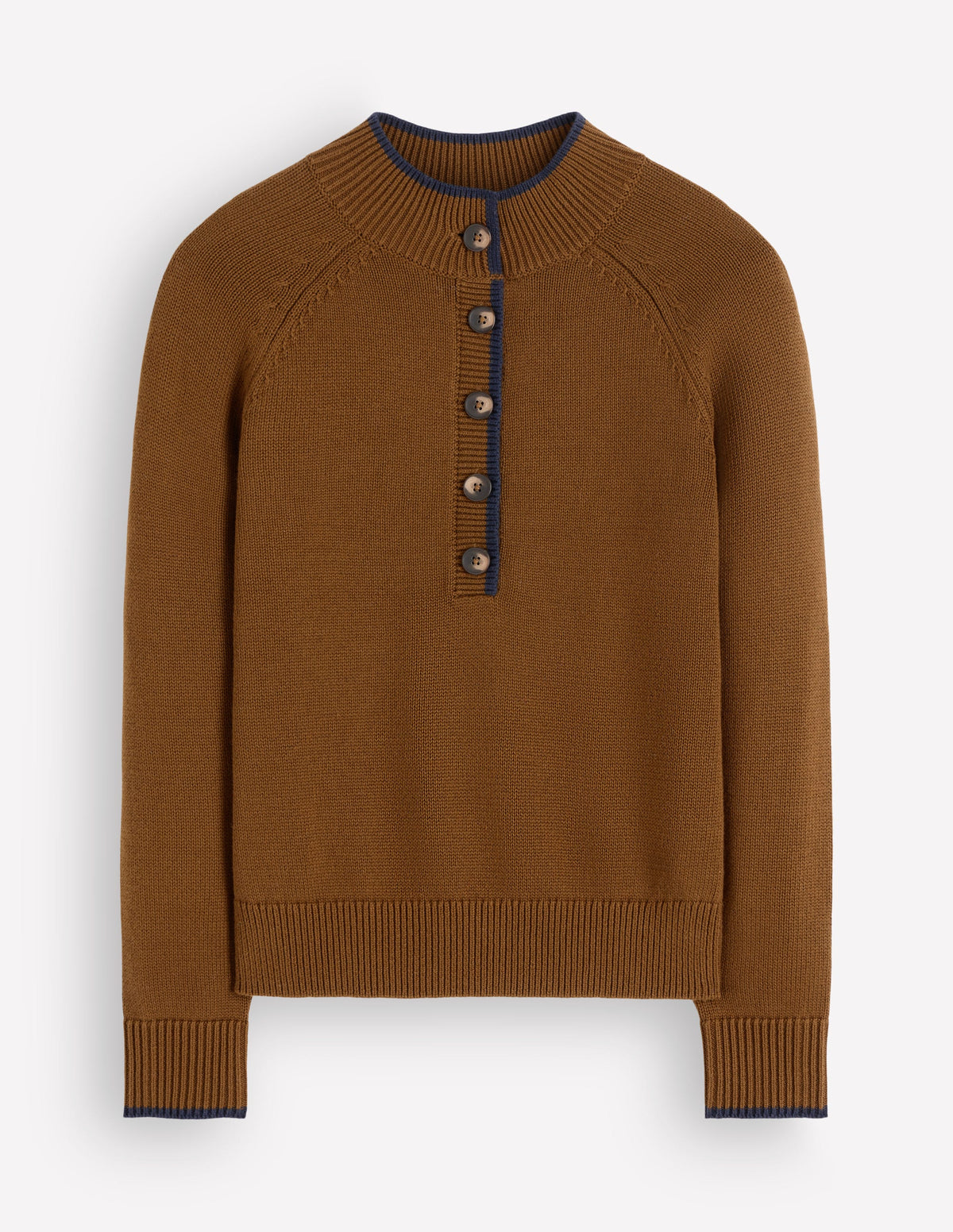 Lara Cotton Button Neck Jumper-Gingerbread - Image 5