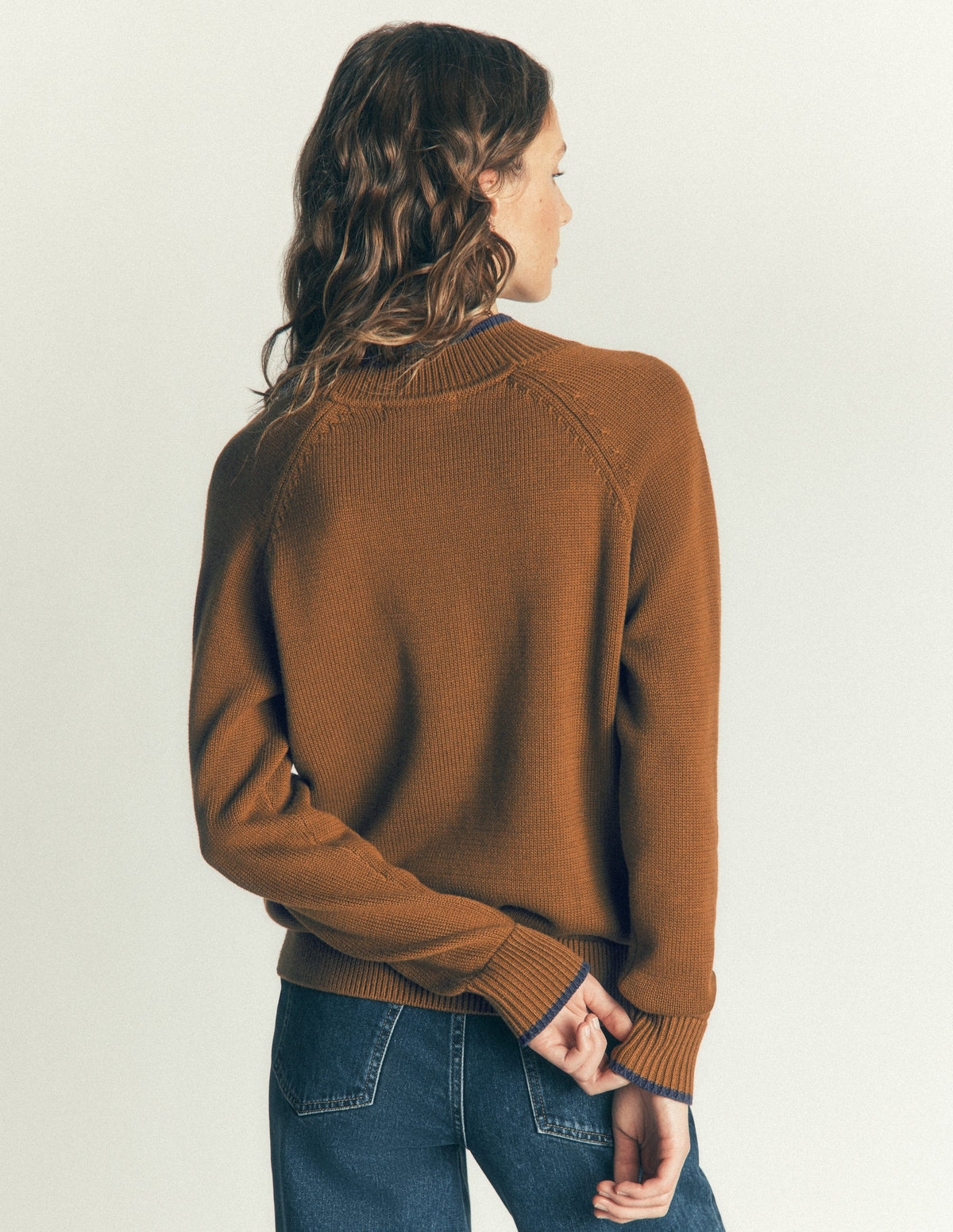 Lara Cotton Button Neck Jumper-Gingerbread-4