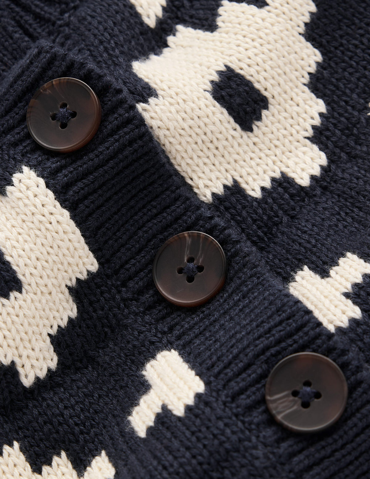 Lara Cotton Button Neck Jumper-Grey Marl, Fair Isle-9