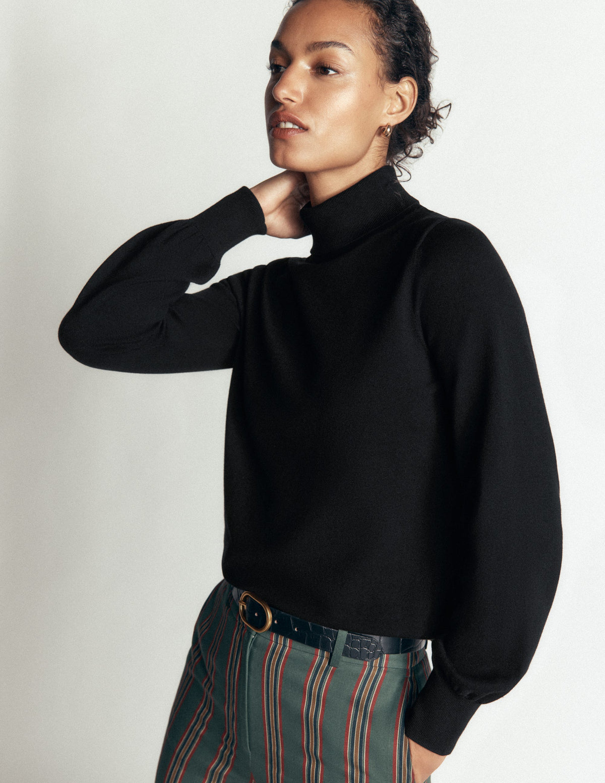 Camilla Roll Neck Jumper-Black - Image 4