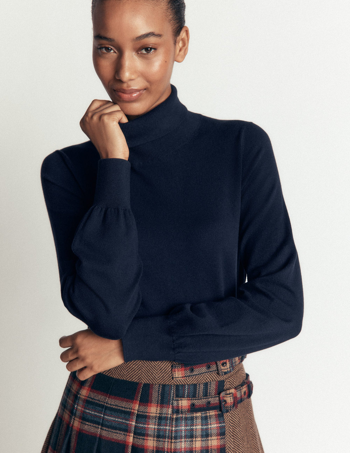 Camilla Roll Neck Jumper-Navy-1