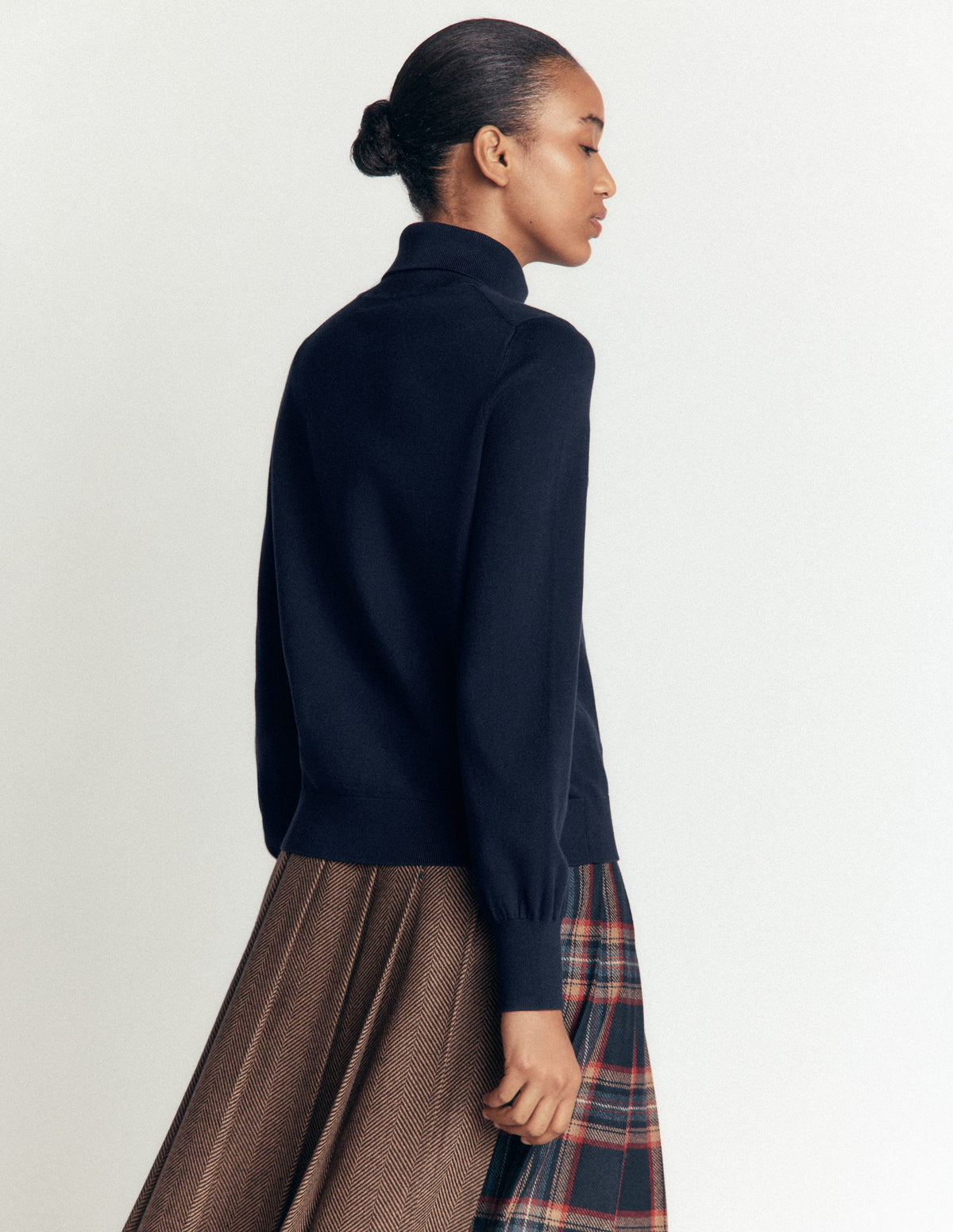 Camilla Roll Neck Jumper-Navy - Image 3