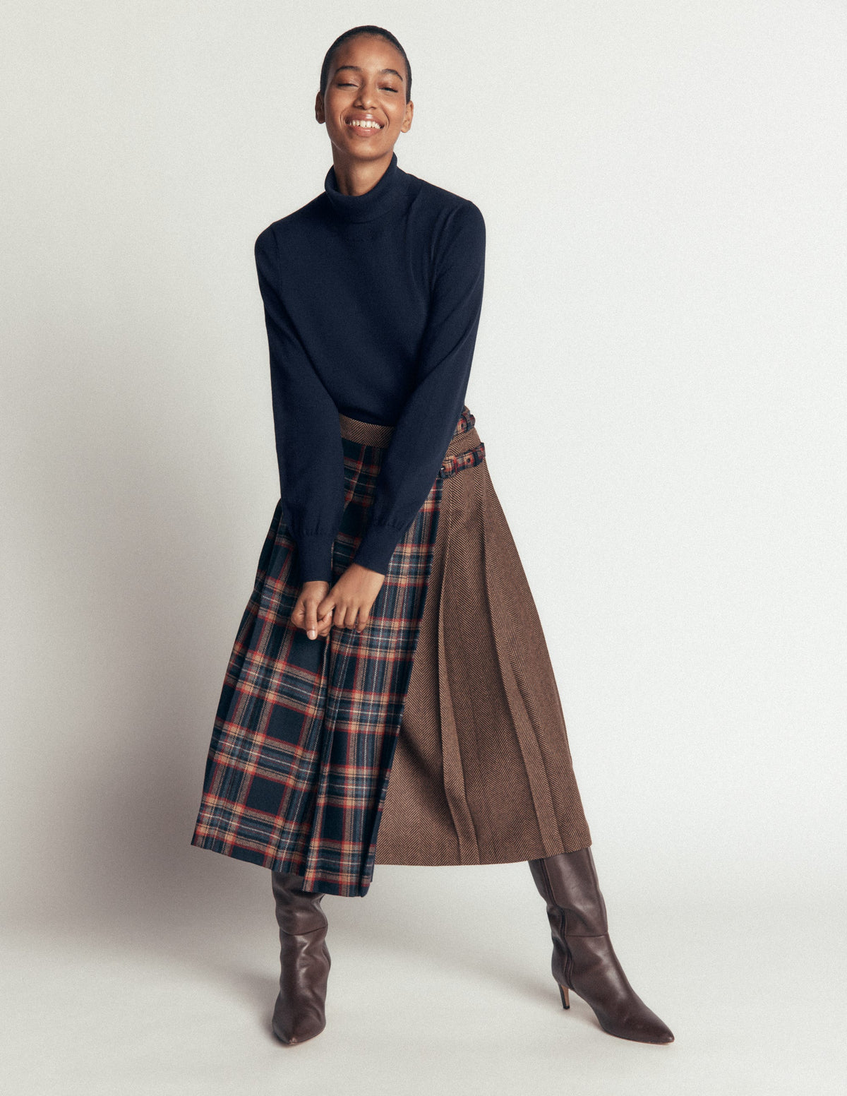Camilla Roll Neck Jumper-Navy-4