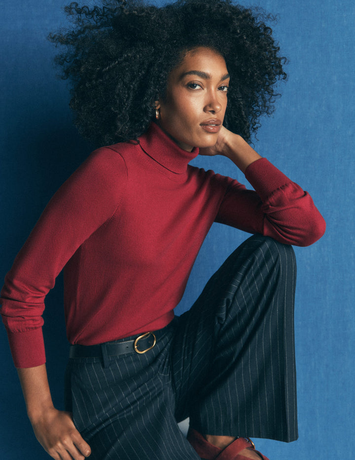 Camilla Roll Neck Jumper-Red Earth