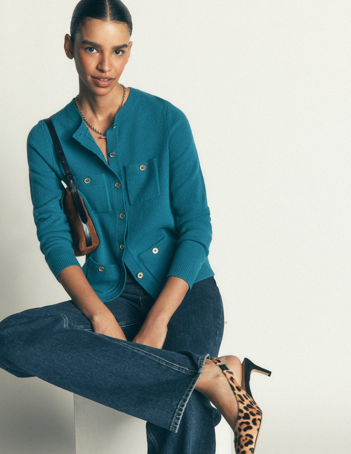 Marianne Merino Wool Cardigan-Storm Blue - Image 1