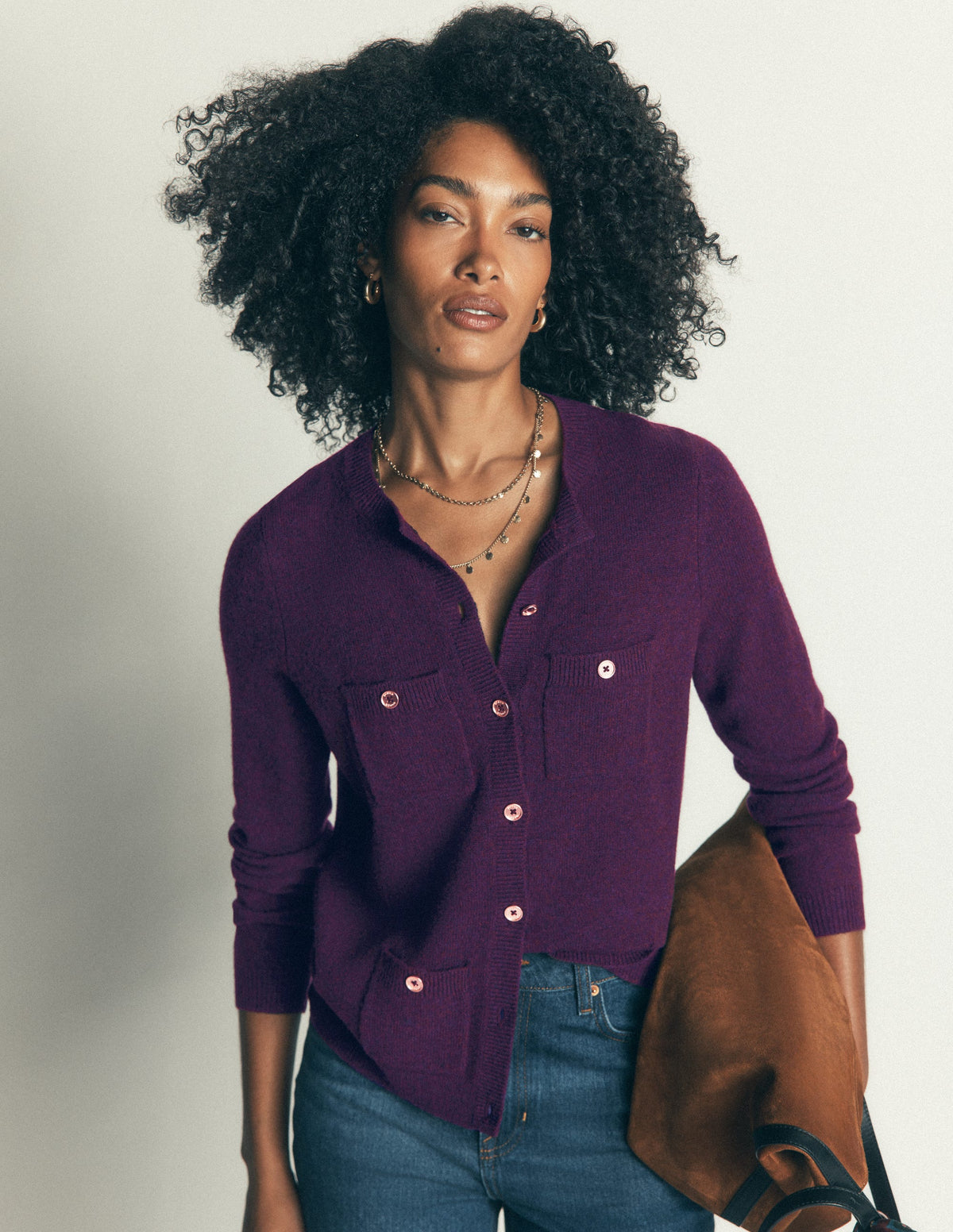 Marianne Merino Wool Cardigan-Dark Cherry - Image 1
