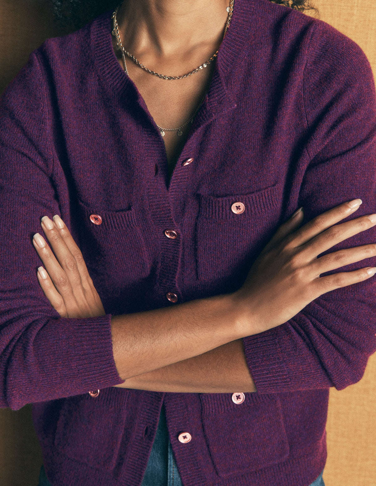Marianne Merino Wool Cardigan-Dark Cherry - Image 3