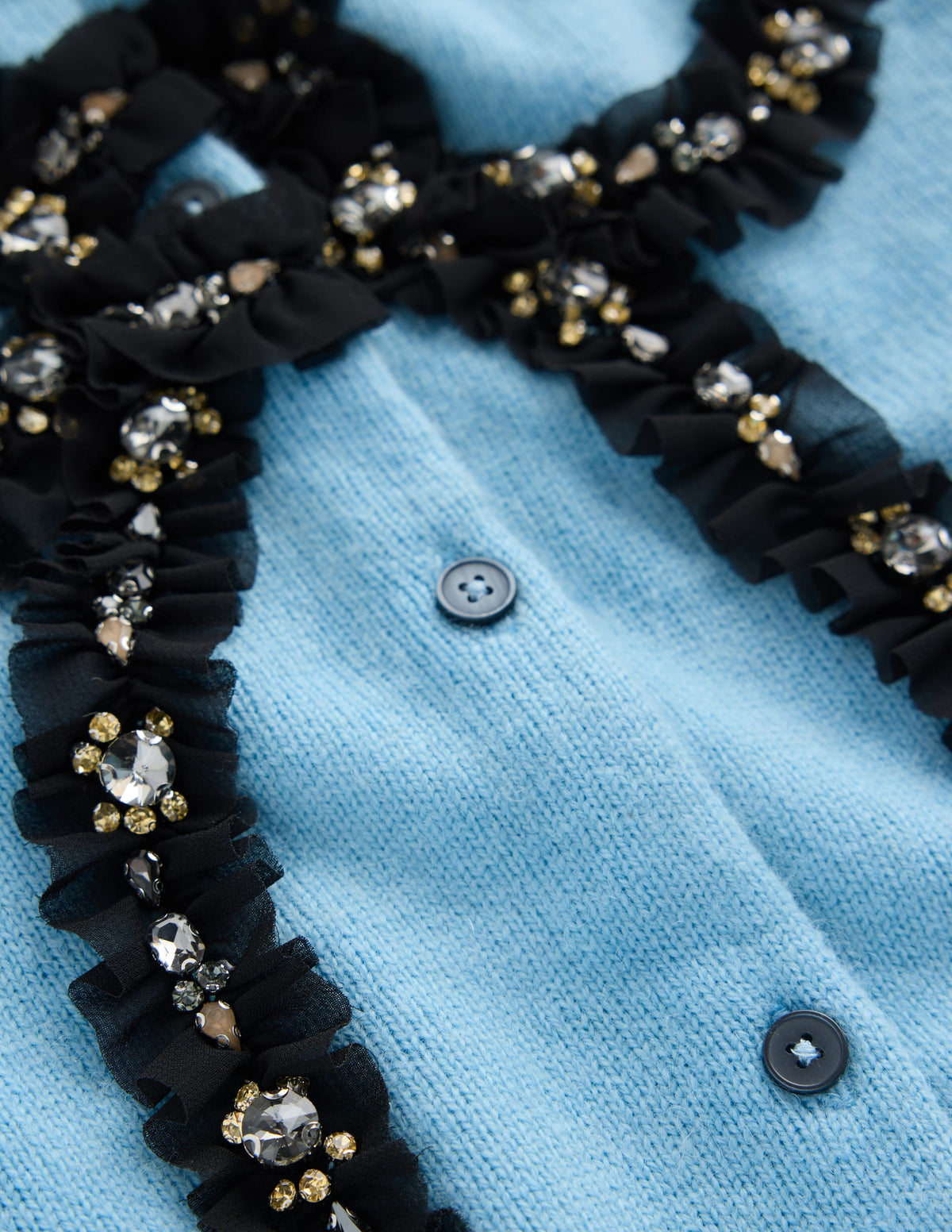 Ria Embellished Knit Cardigan-Blue, Bow-8