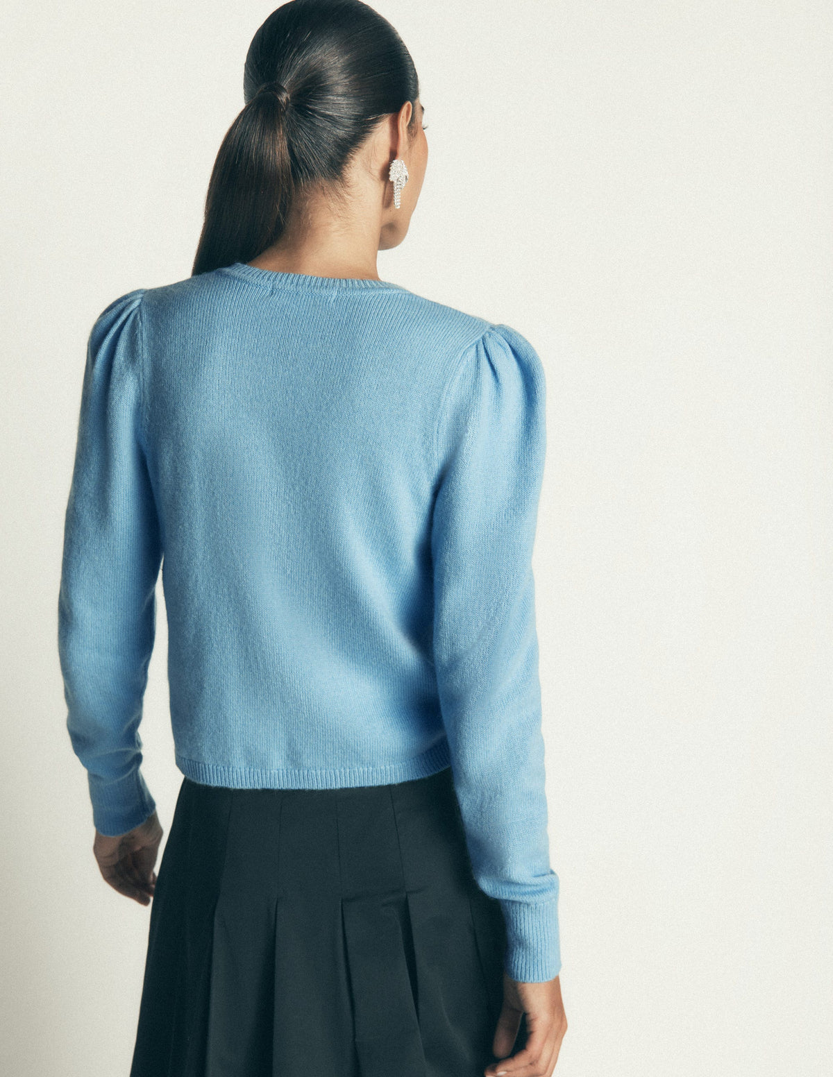 Ria Embellished Knit Cardigan-Blue, Bow-5