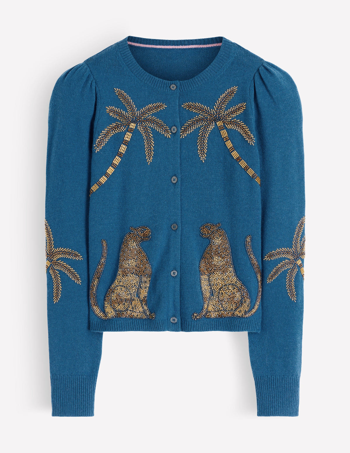 Ria Embellished Knit Cardigan-Blue, Palm-8