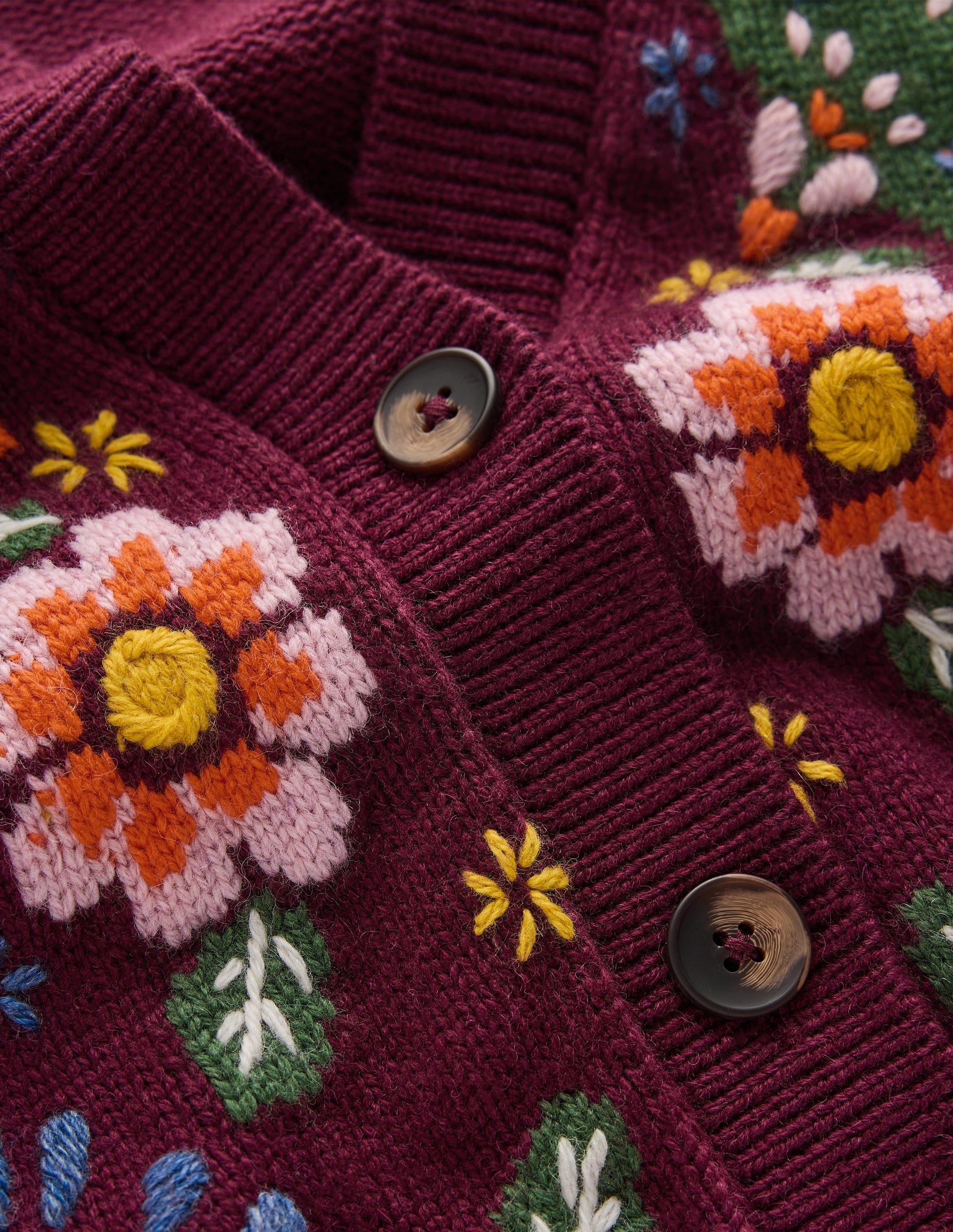 Ella Embroidered Knit Cardigan-Dark Cherry, Embroidery - Image 7