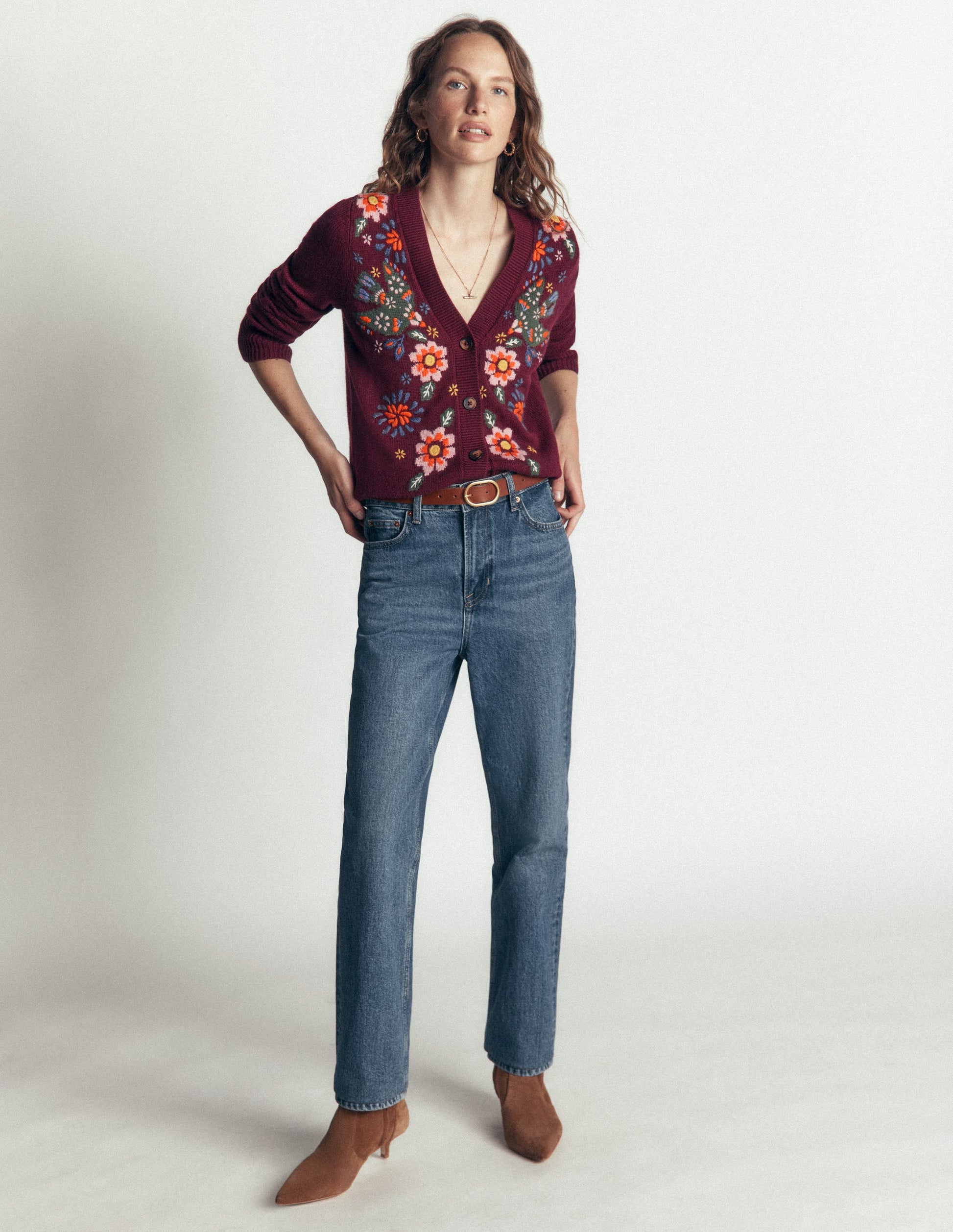 Ella Embroidered Knit Cardigan-Dark Cherry, Embroidery-5