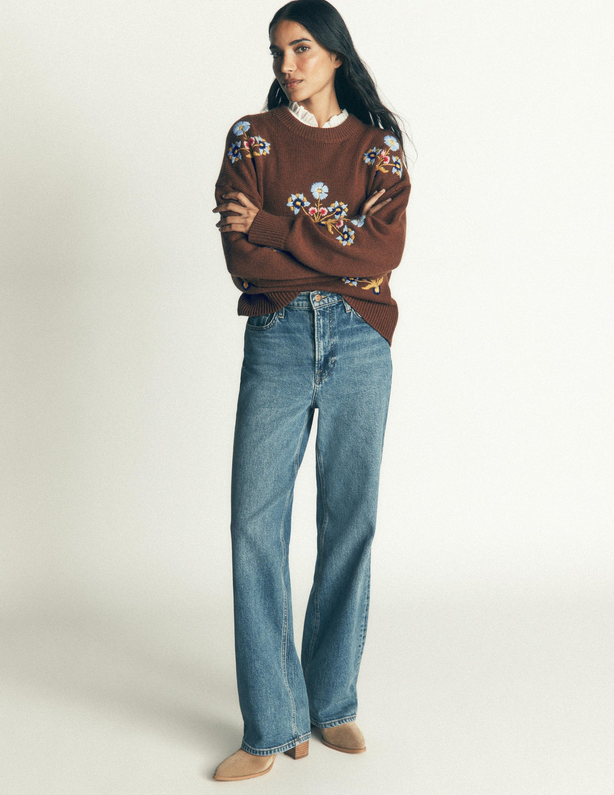 Ella Embroidered Knit Jumper-Raw Umber, Floral-4