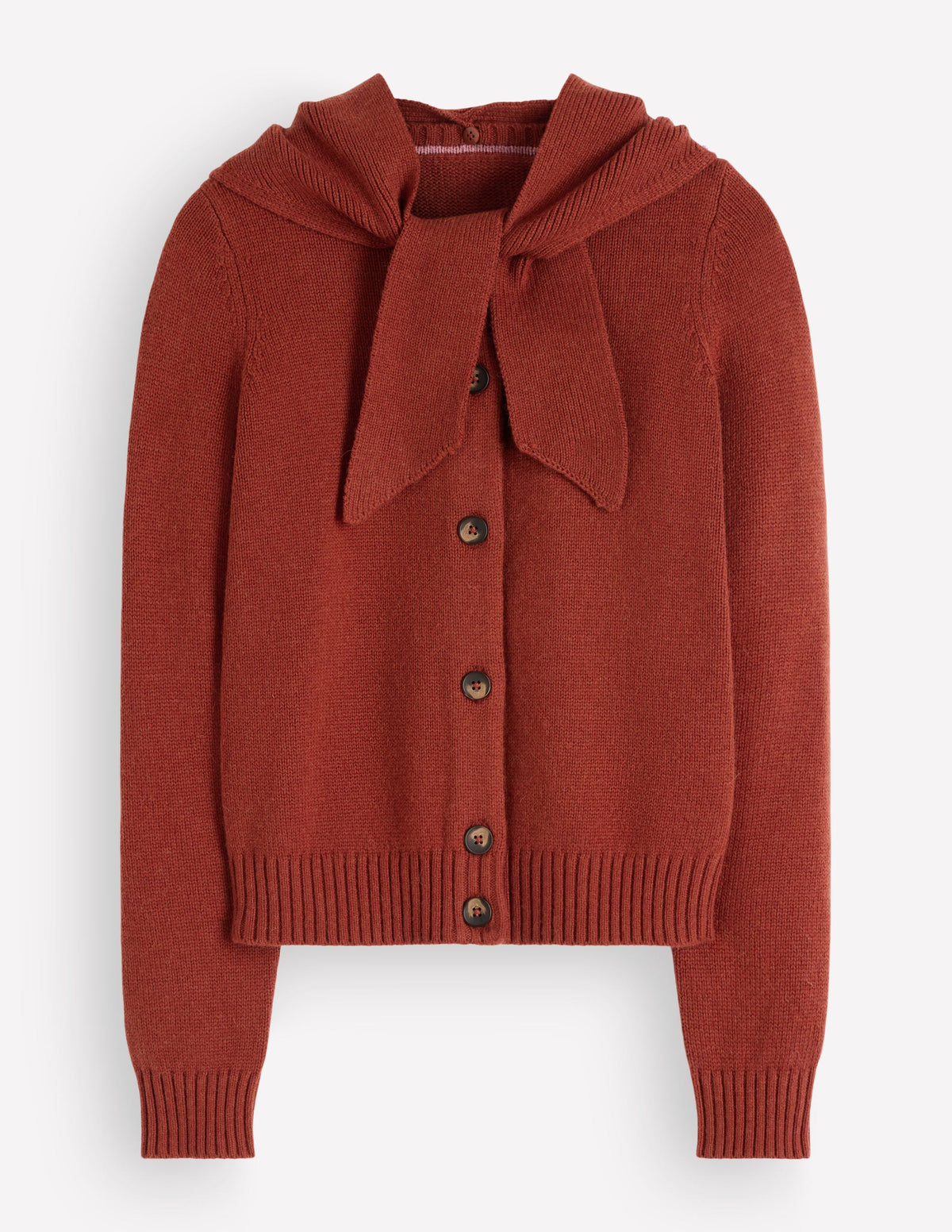 Lydia Tie Neck Knit Cardigan-Burnt Henna - Image 5