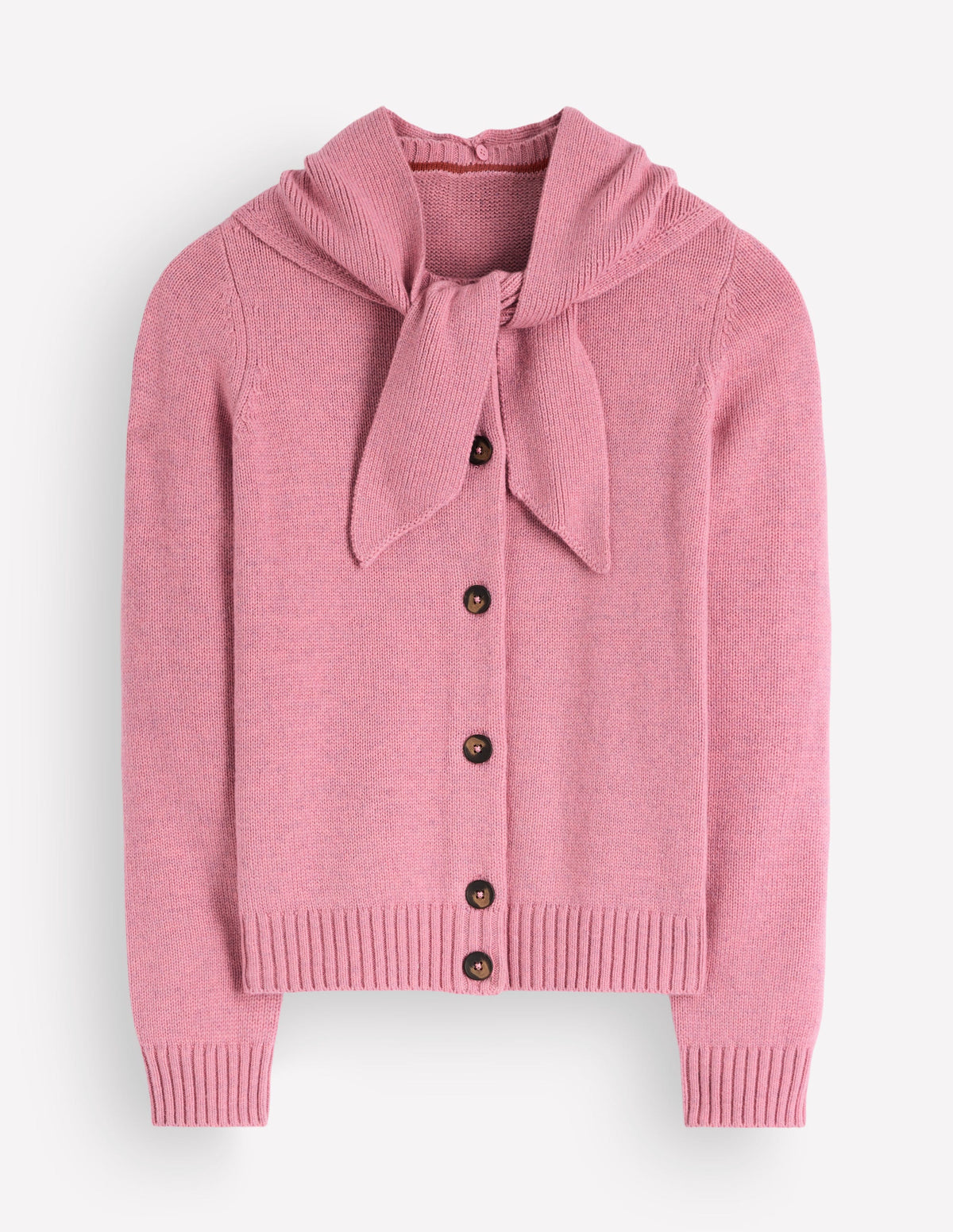 Lydia Tie Neck Knit Cardigan-Heather Rose Melange - Image 6