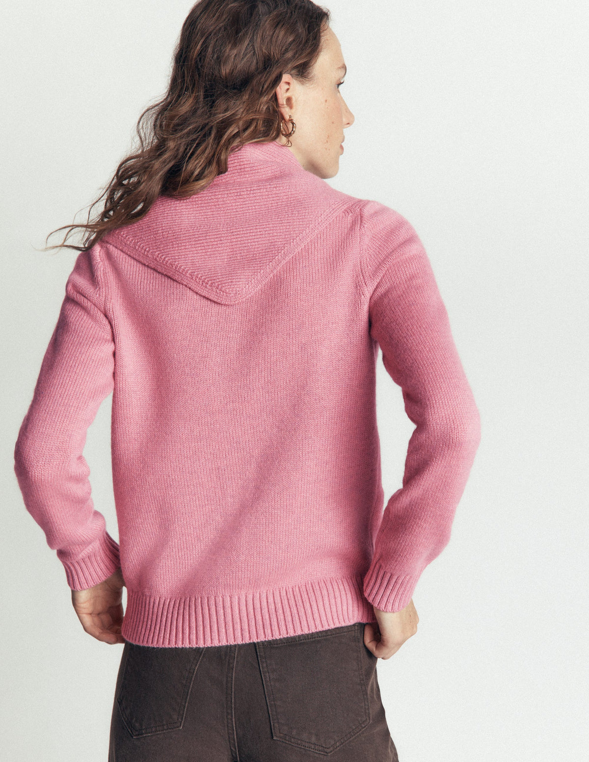 Lydia Tie Neck Knit Cardigan-Heather Rose Melange-3