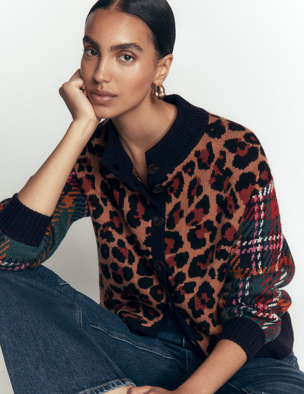 Jemma Jacquard Knit Cardigan-Leopard Hotch-1
