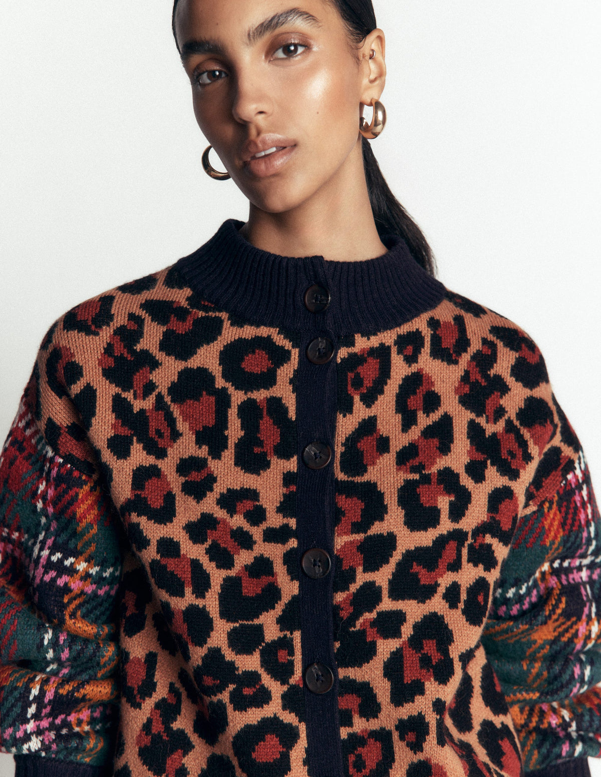 Jemma Jacquard Knit Cardigan-Leopard Hotch-2