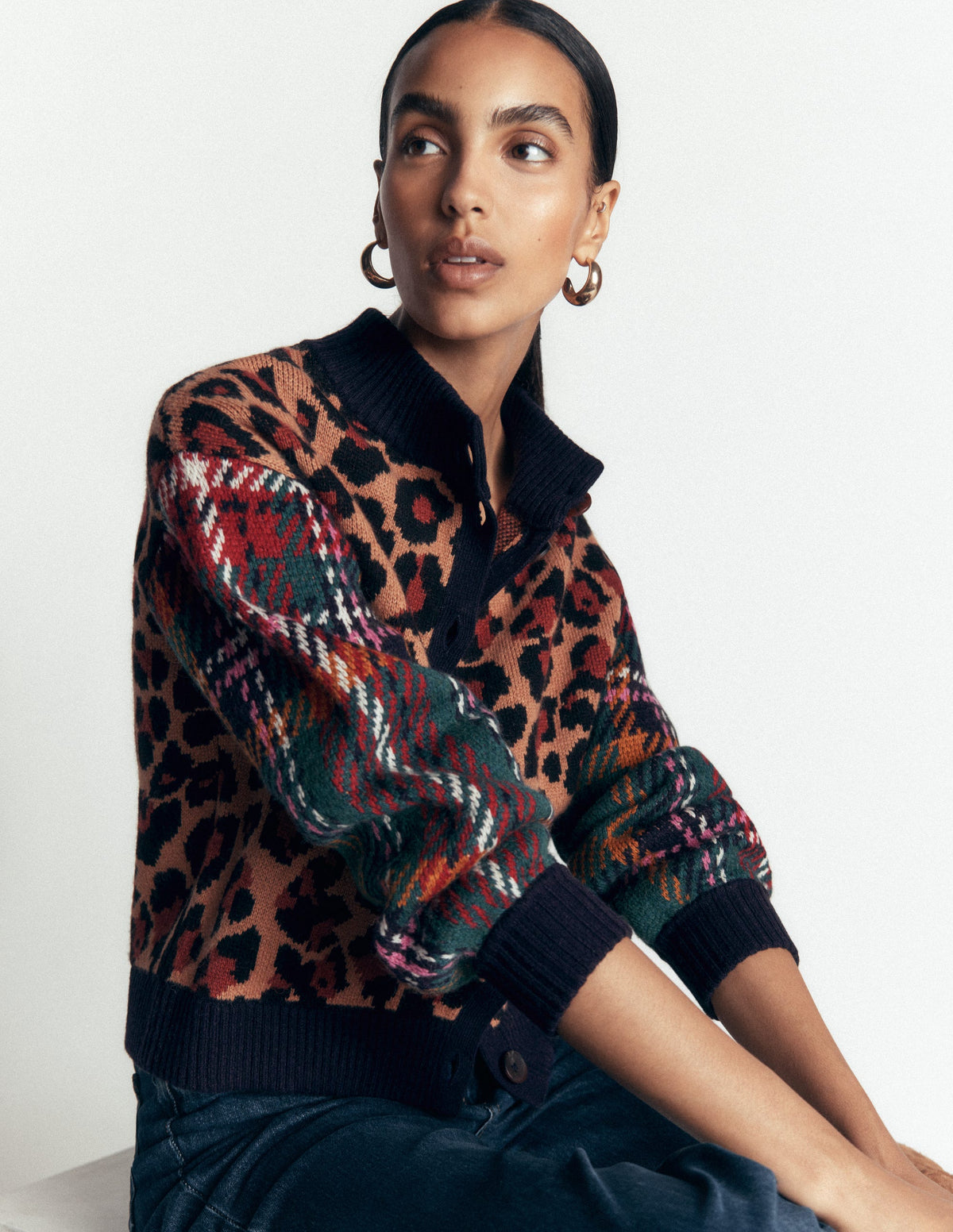 Jemma Jacquard Knit Cardigan-Leopard Hotch-4
