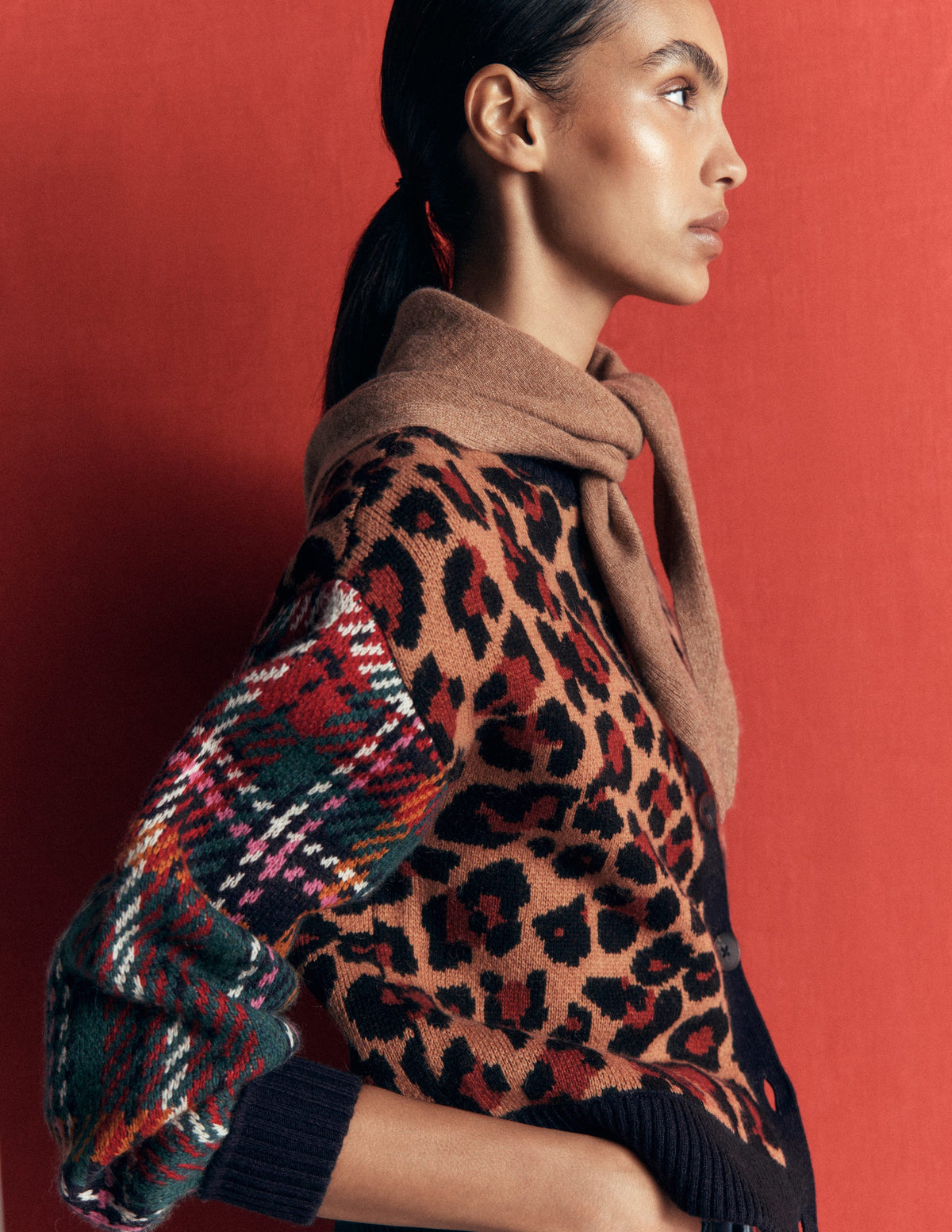 Jemma Jacquard Knit Cardigan-Leopard Hotch - Image 5