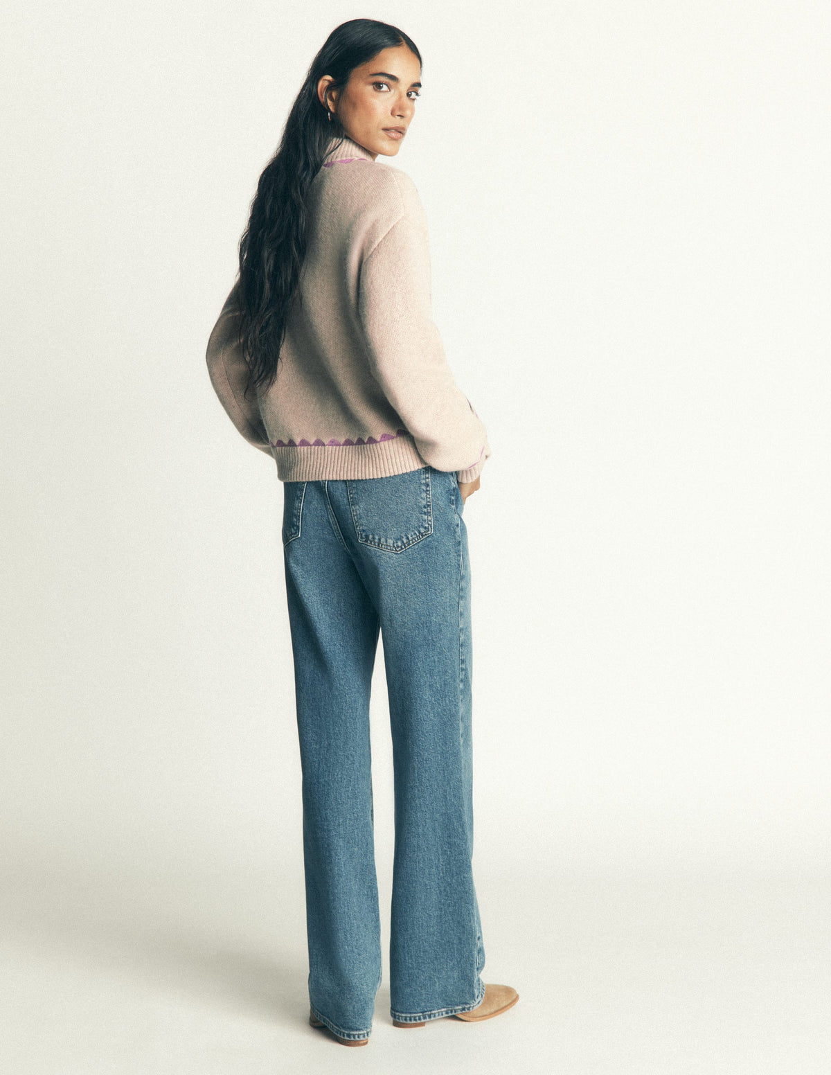 Jemma Jacquard Knit Cardigan-Oatmeal Melange, Embroidery-9