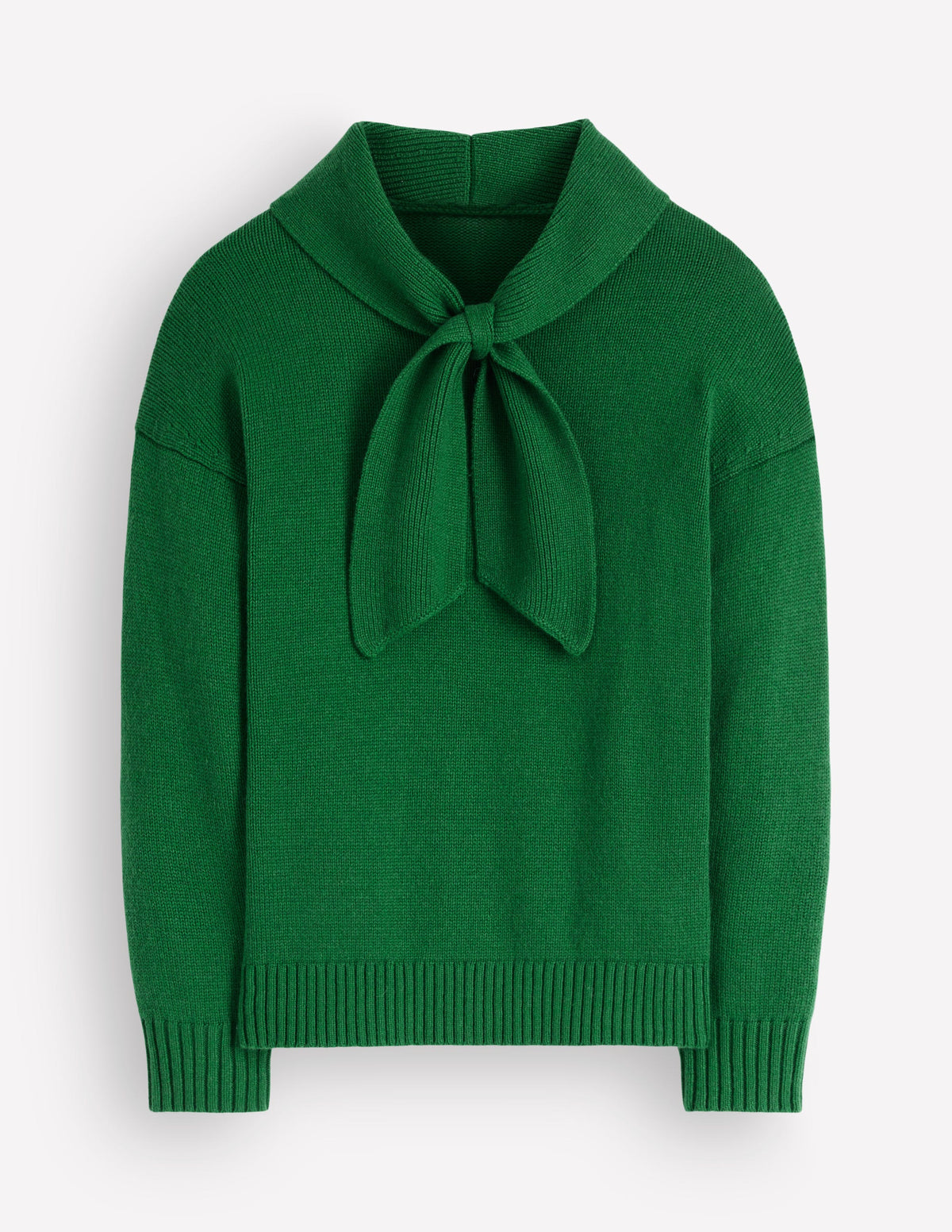 Lydia Tie Neck Knitted Jumper-Hunter Green Melange-6