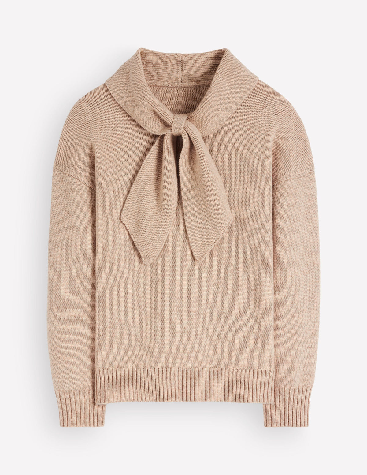 Lydia Tie Neck Knitted Jumper-Chinchilla Melange-6