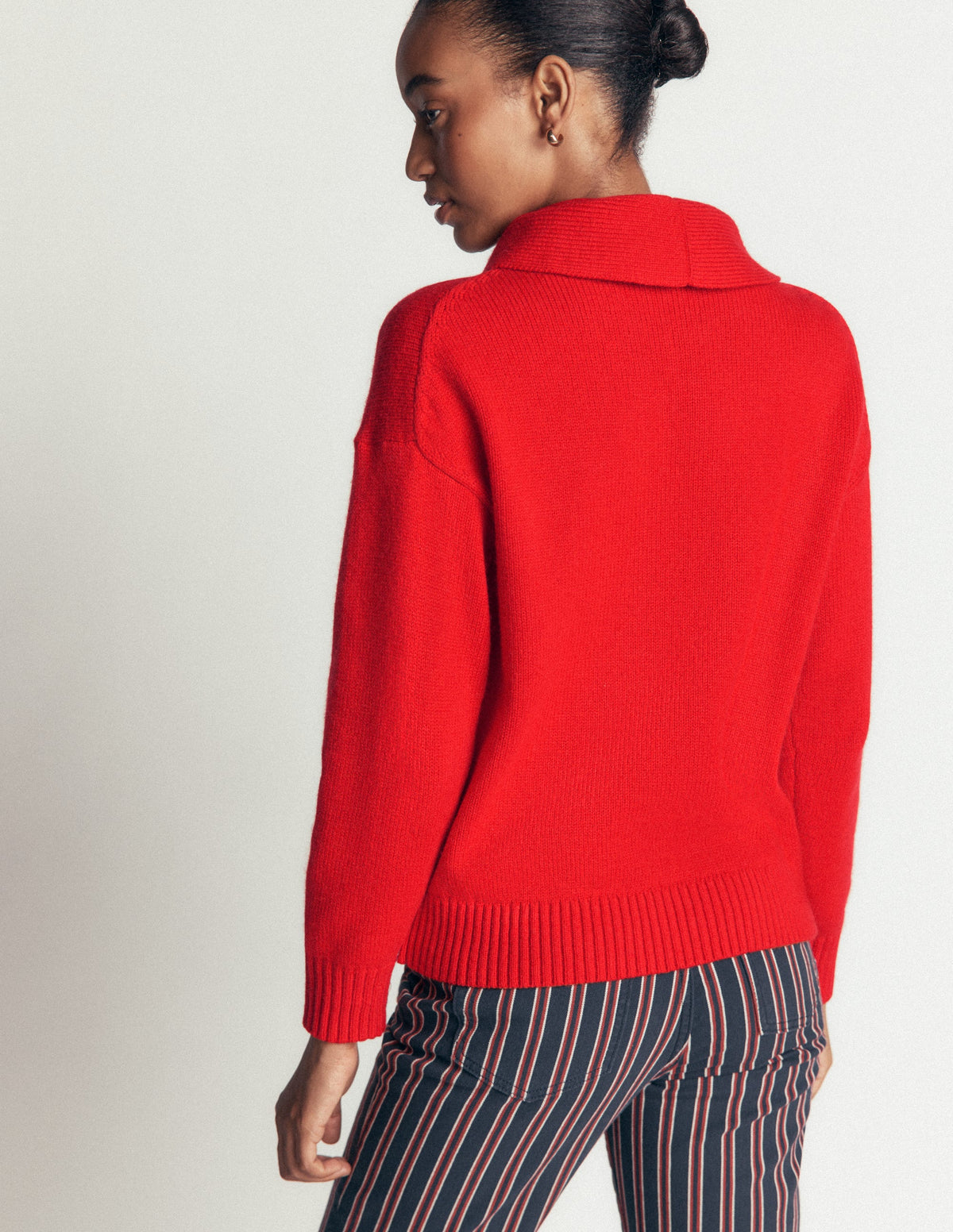 Lydia Tie Neck Knitted Jumper-Poppy Red - Image 4