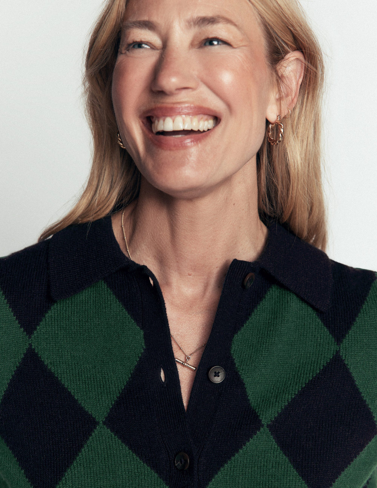 Ariadne Wool Blend Cardigan-Navy Argyle - Image 2