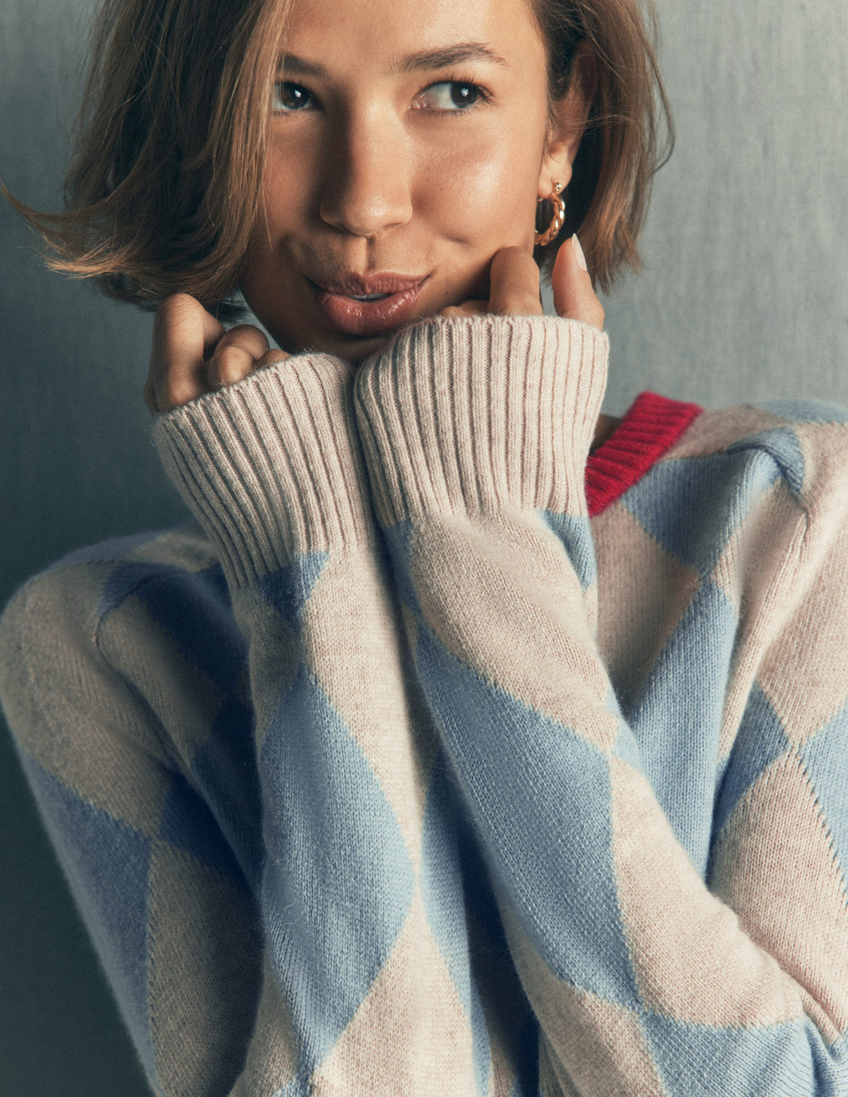 Ariadne Wool Blend Jumper-Blue Argyle-3