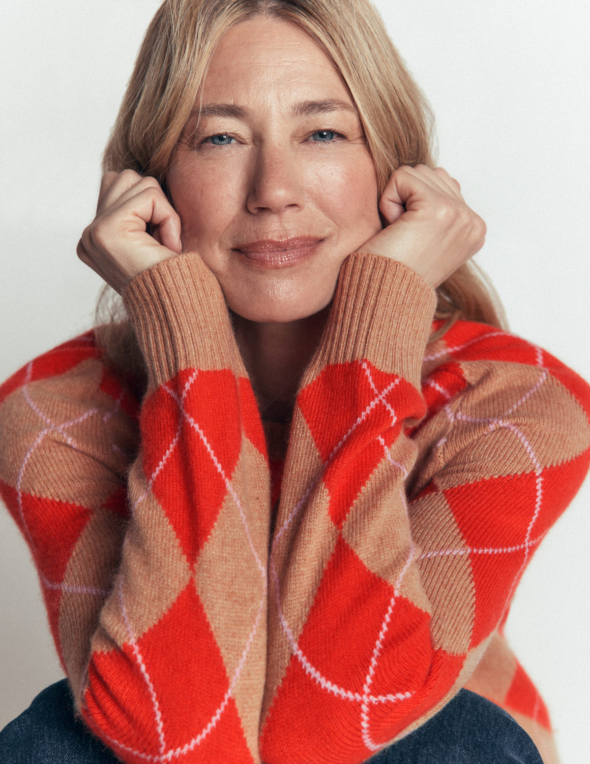 Ariadne Wool Blend Jumper-Orange Argyle-2
