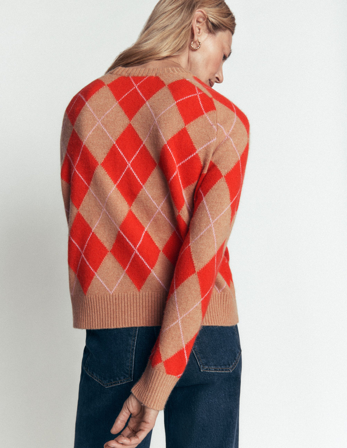 Ariadne Wool Blend Jumper-Orange Argyle-3