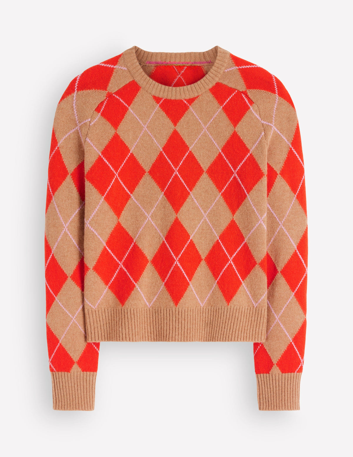 Ariadne Wool Blend Jumper-Orange Argyle - Image 6