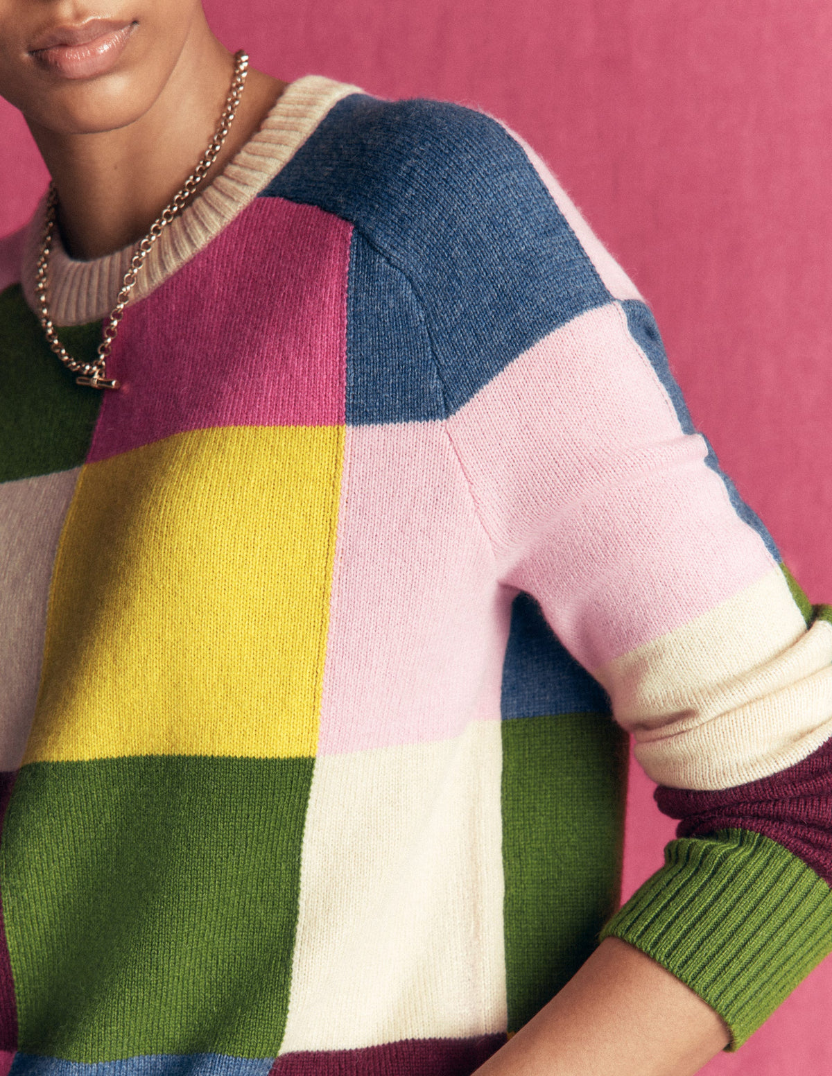Ariadne Wool Blend Jumper-Multi Gingham-3