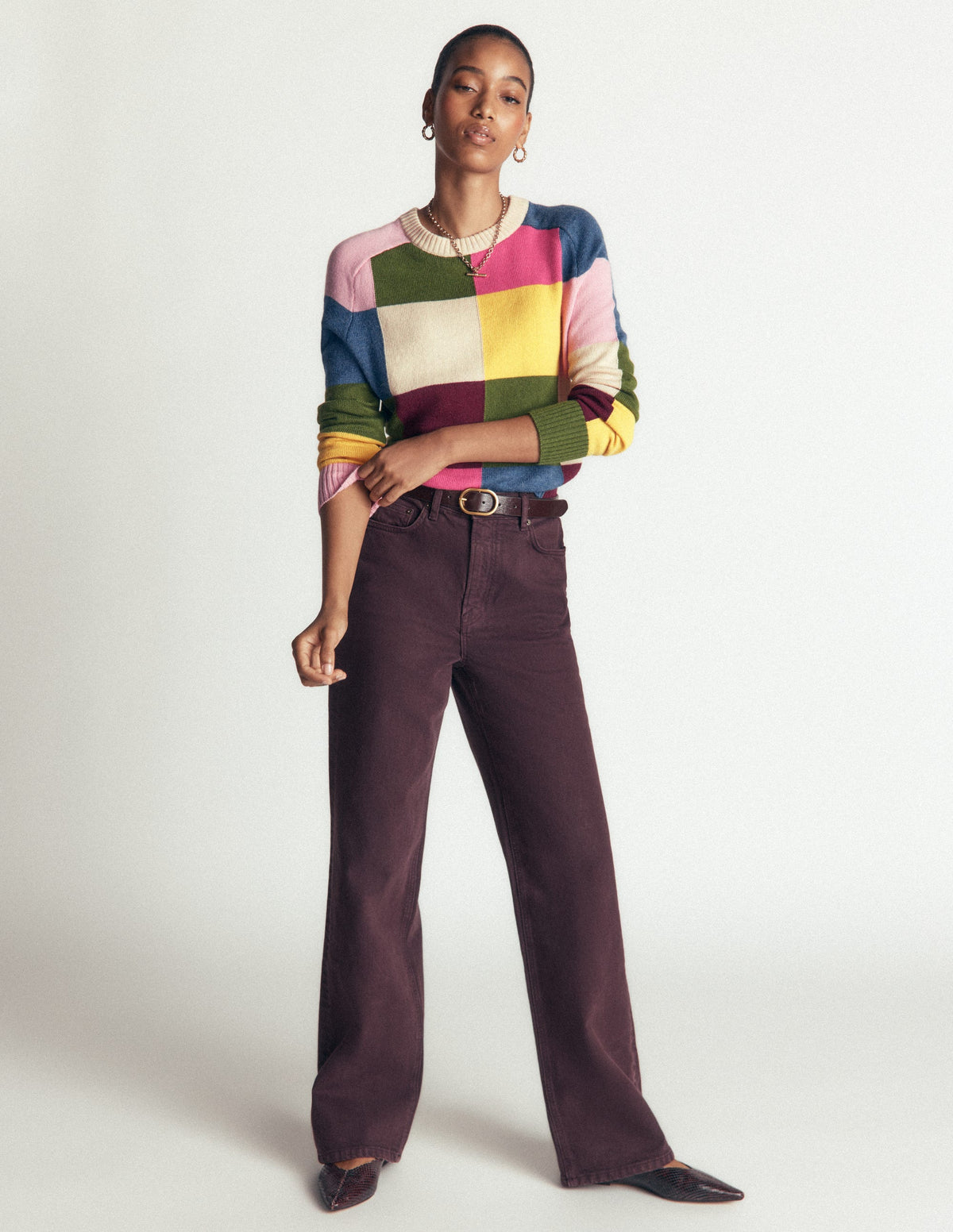 Ariadne Wool Blend Jumper-Multi Gingham-5