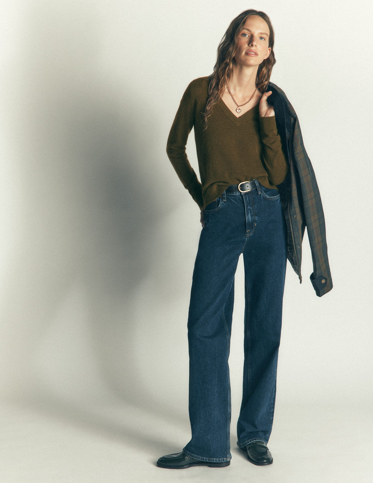 Elsie Cashmere V Neck Jumper-Hunter Green-4