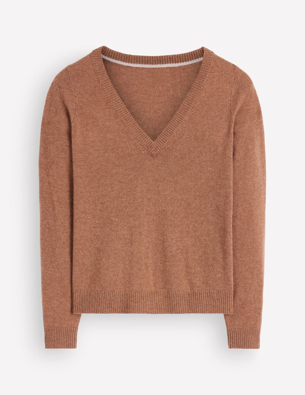 Elsie Cashmere V Neck Jumper-Warm Ginger - Image 6
