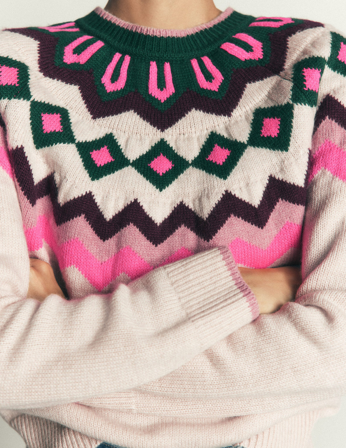 Mae Fair Isle Knitted Jumper-Mink, Fair Isle - Image 3