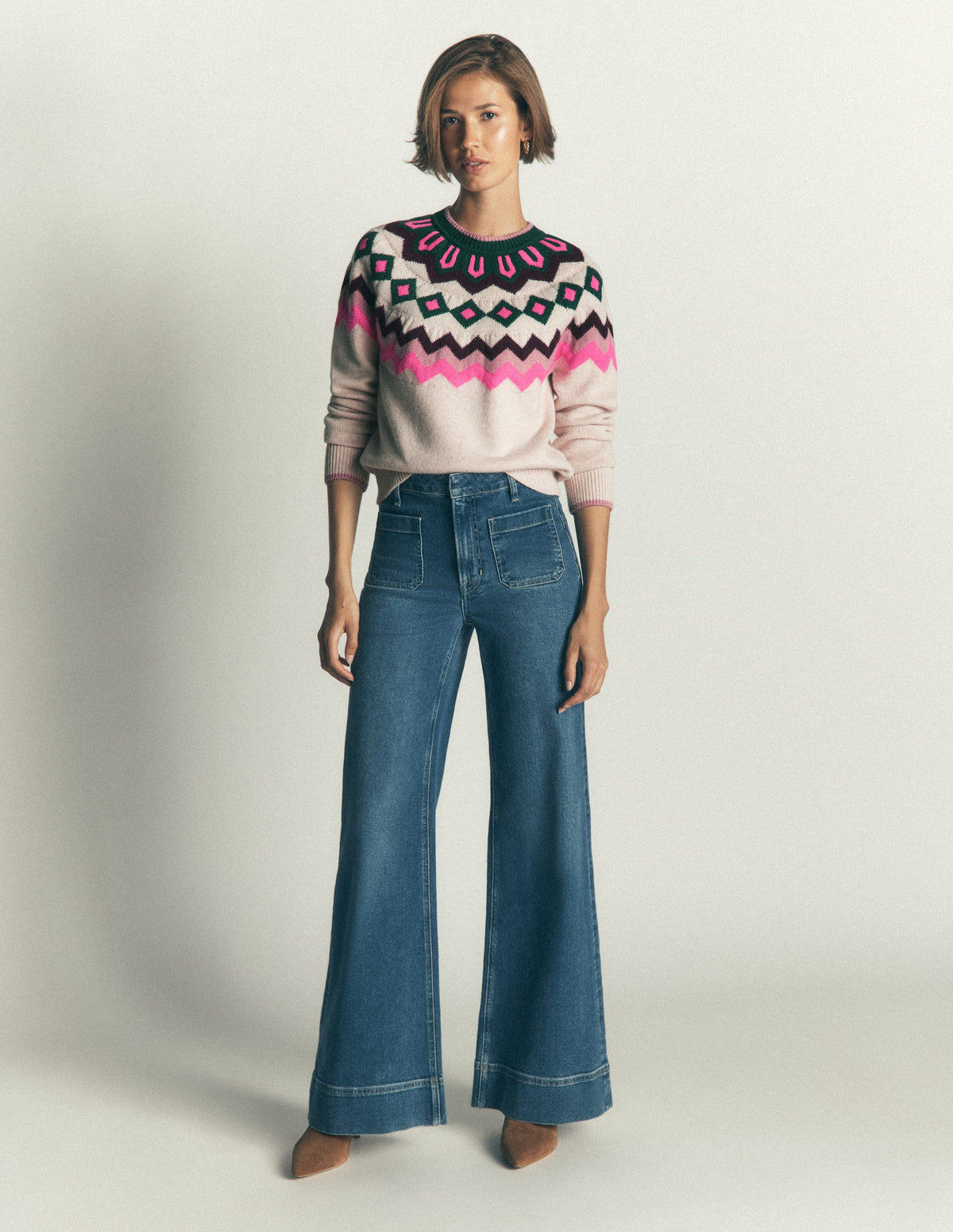 Mae Fair Isle Knitted Jumper-Mink, Fair Isle-6