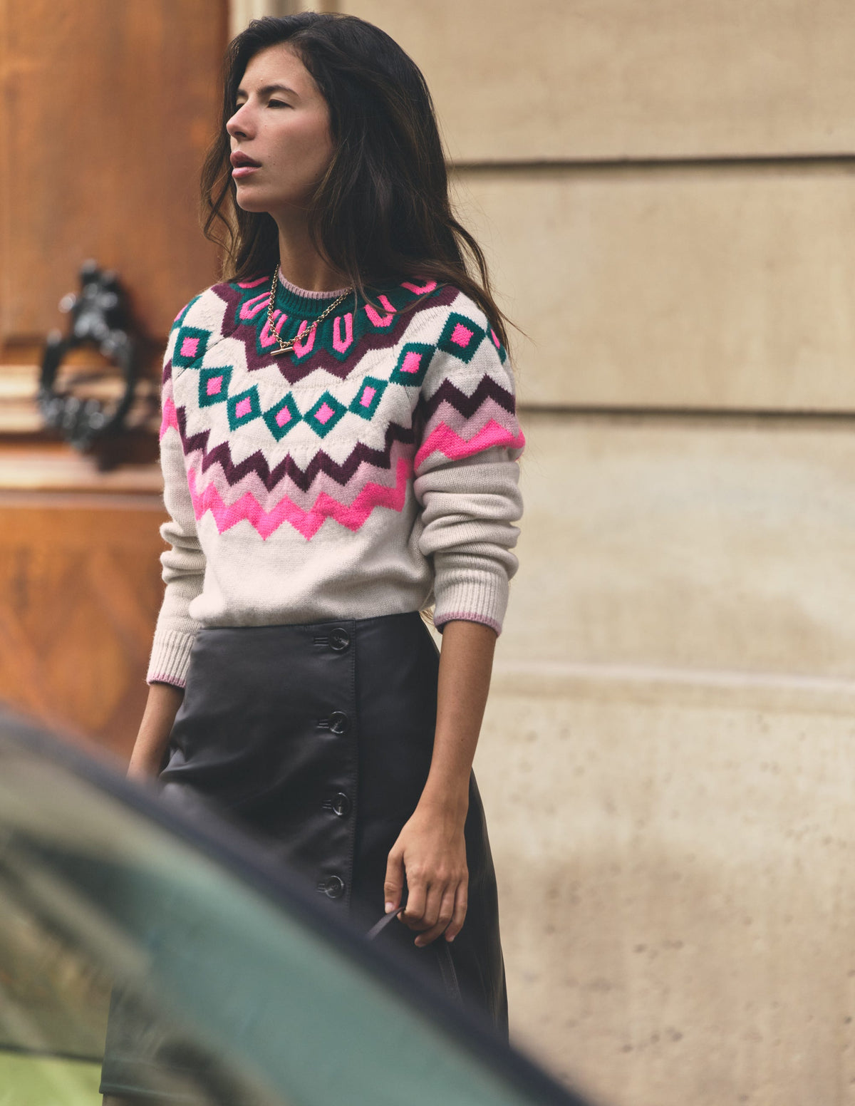 Mae Fair Isle Knitted Jumper-Mink, Fair Isle - Image 1