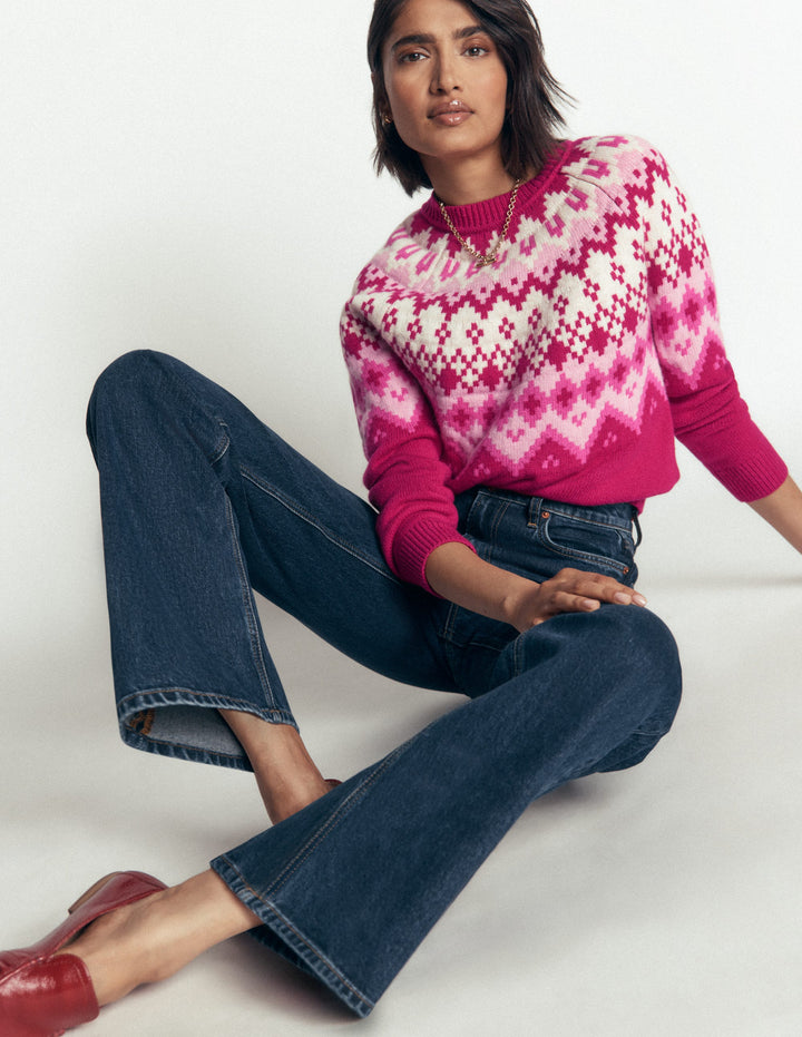 Mae Fair Isle Knitted Jumper-Red Bud Melange