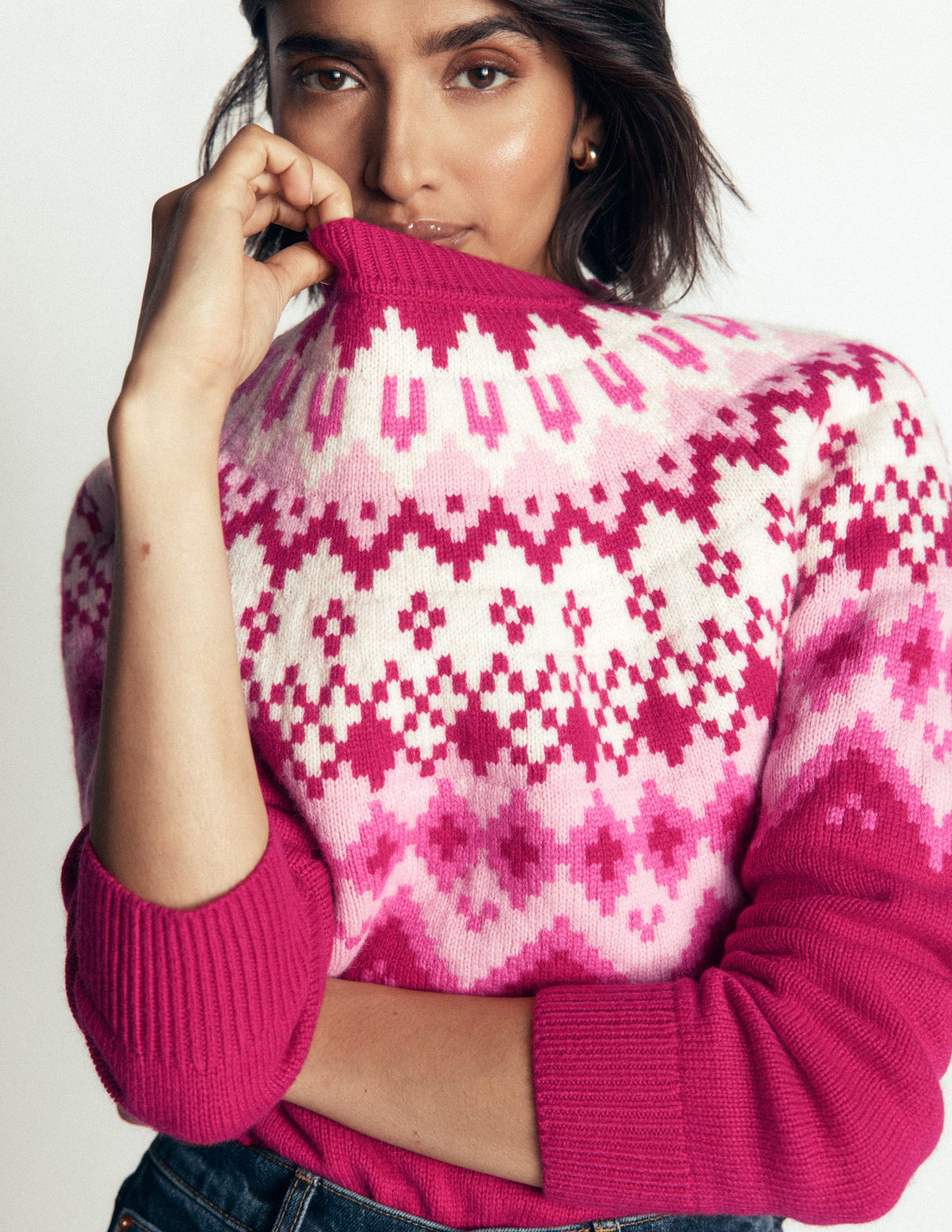 Mae Fair Isle Knitted Jumper-Red Bud Melange - Image 3