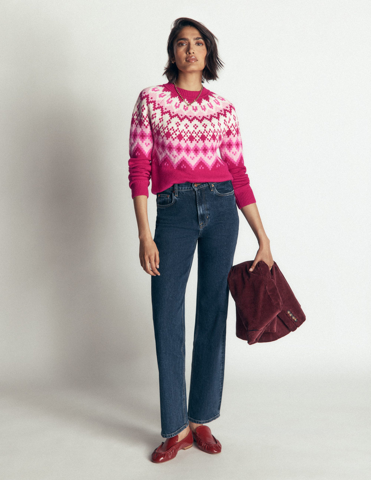 Mae Fair Isle Knitted Jumper-Red Bud Melange - Image 5