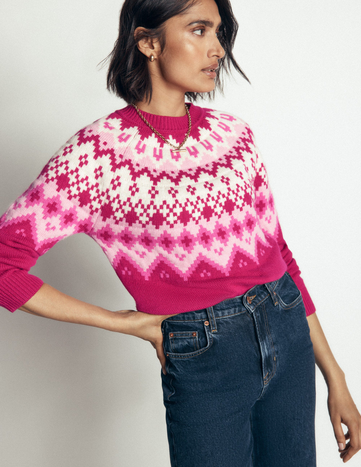 Mae Fair Isle Knitted Jumper-Red Bud Melange - Image 6